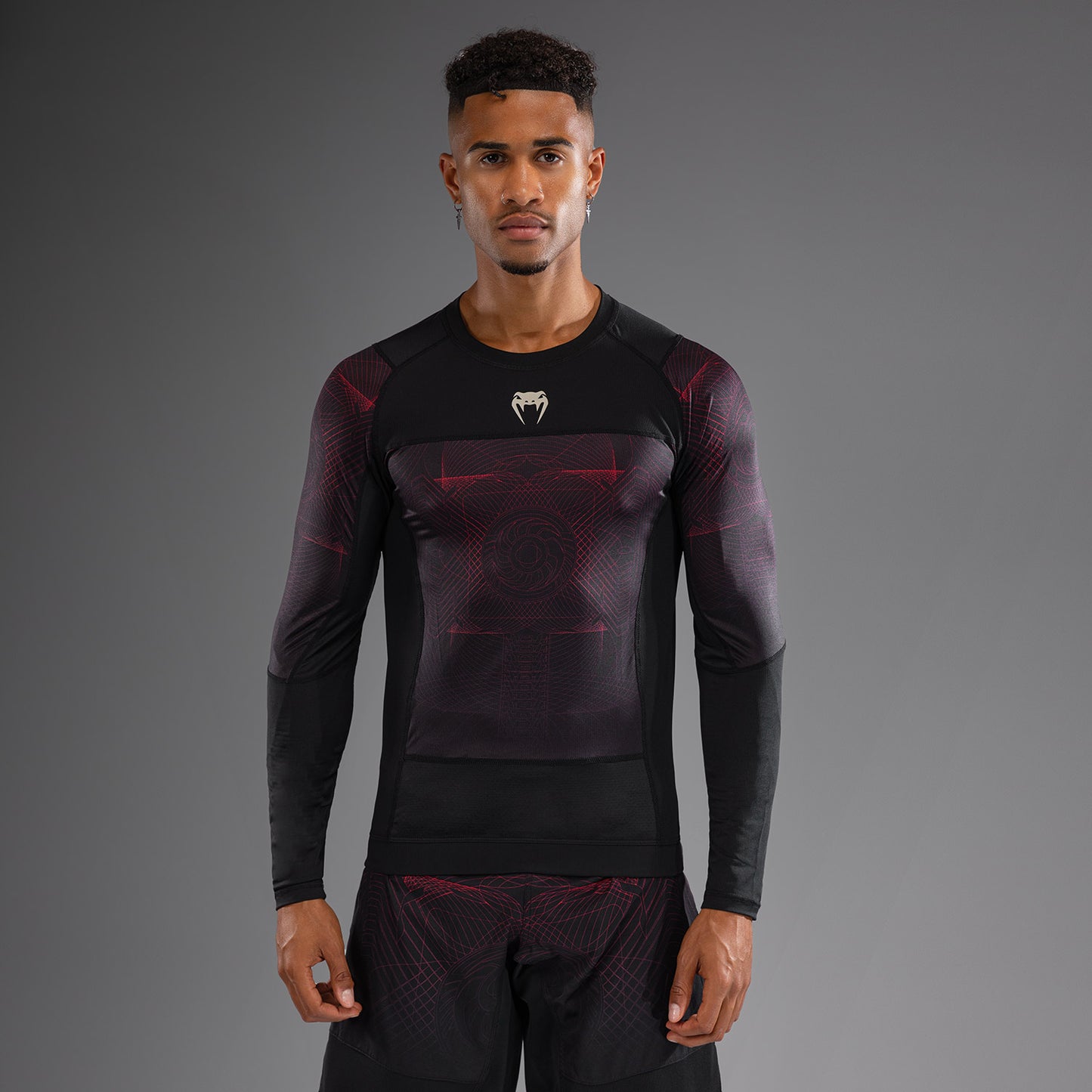Venum G-Fit Air Lange Mouw Rashguard Heren - Diepzwart / Vuurrood