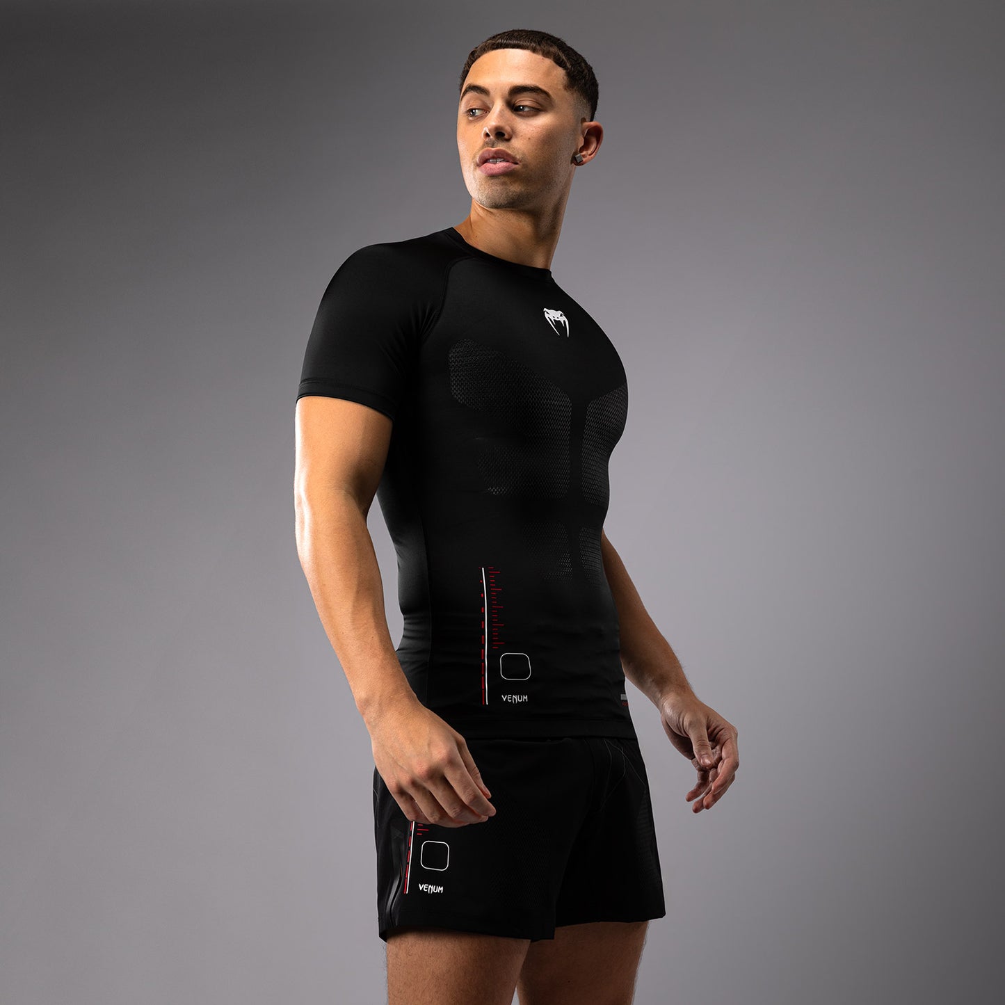 Venum Tactical XT Heren-Rashguard met korte mouwen - Zwart/Vuurrood