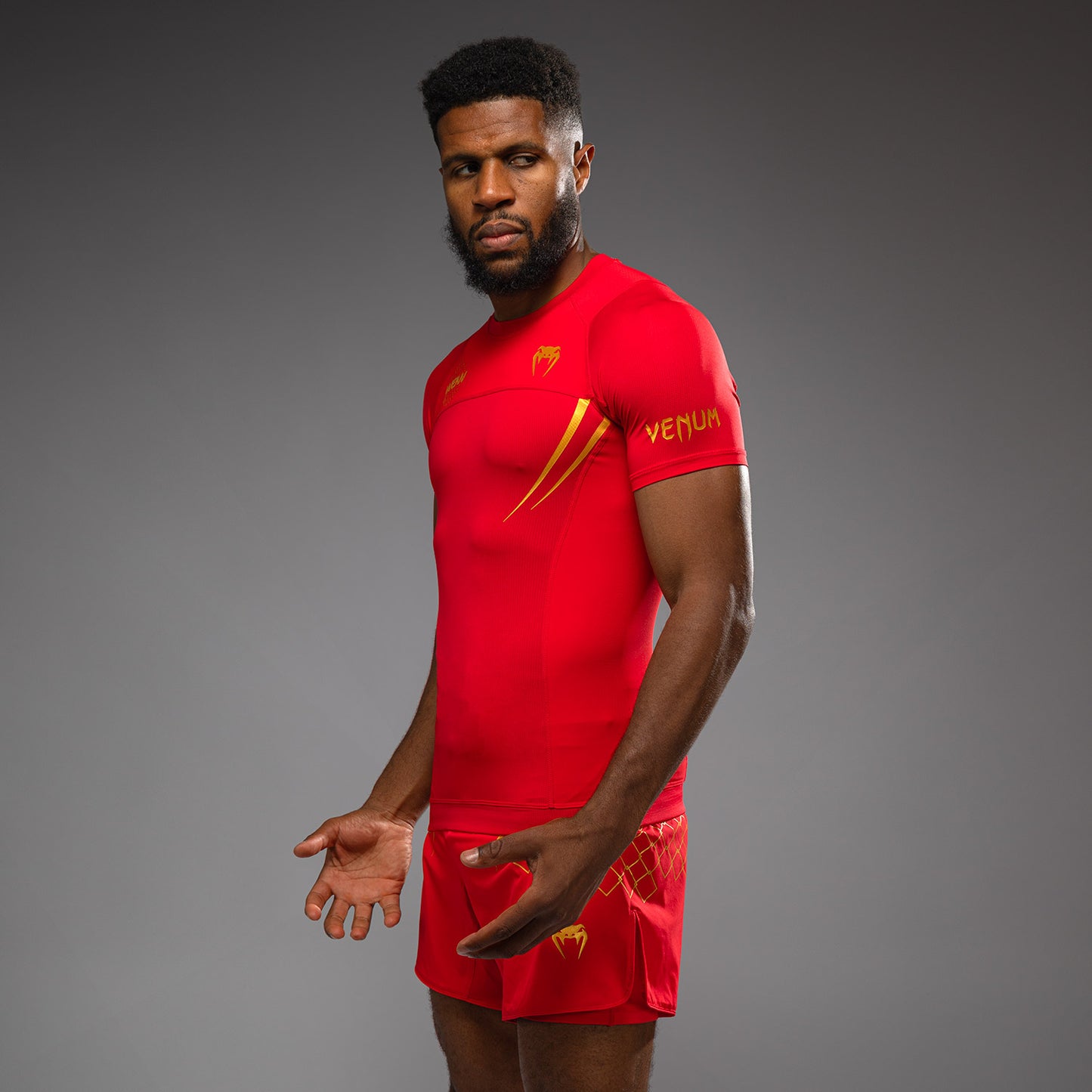 Venum x WOW FC Fury Red/ Gold Short Sleeve Rashguard