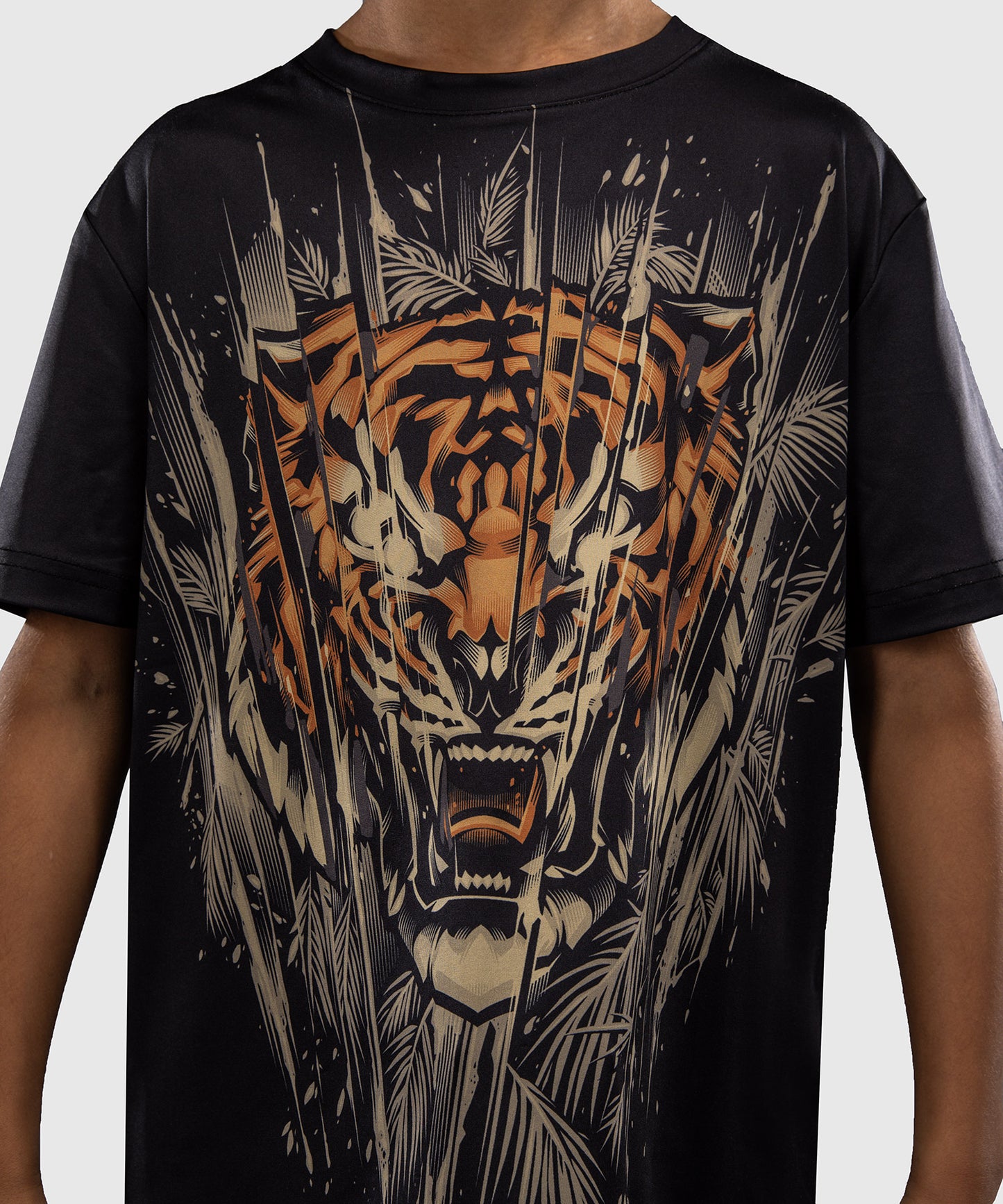 Venum Tiger Kids Dry Tech T-Shirt - Zwart / Neon Oranje