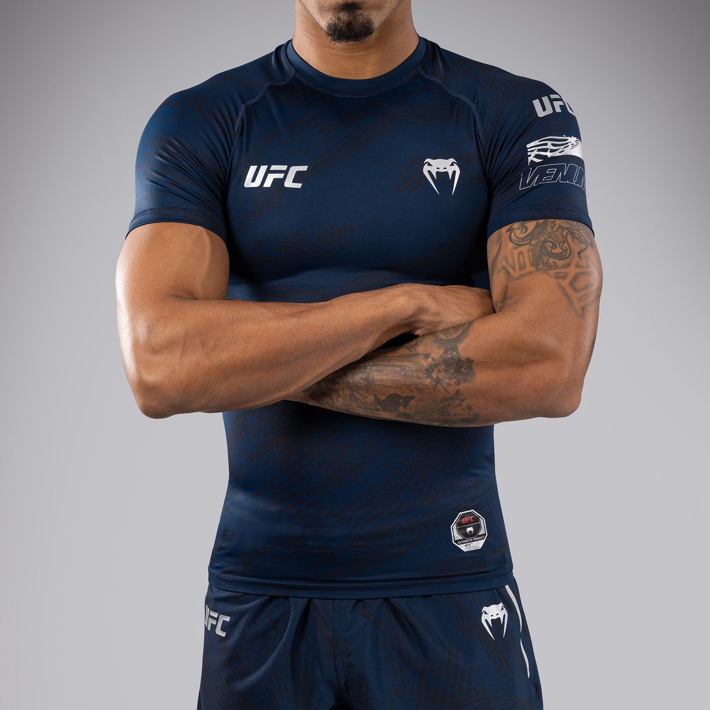 UFC Fusion by Venum Fight Week Performance Rashguard met Korte Mouwen voor Heren - Oceaanblauw