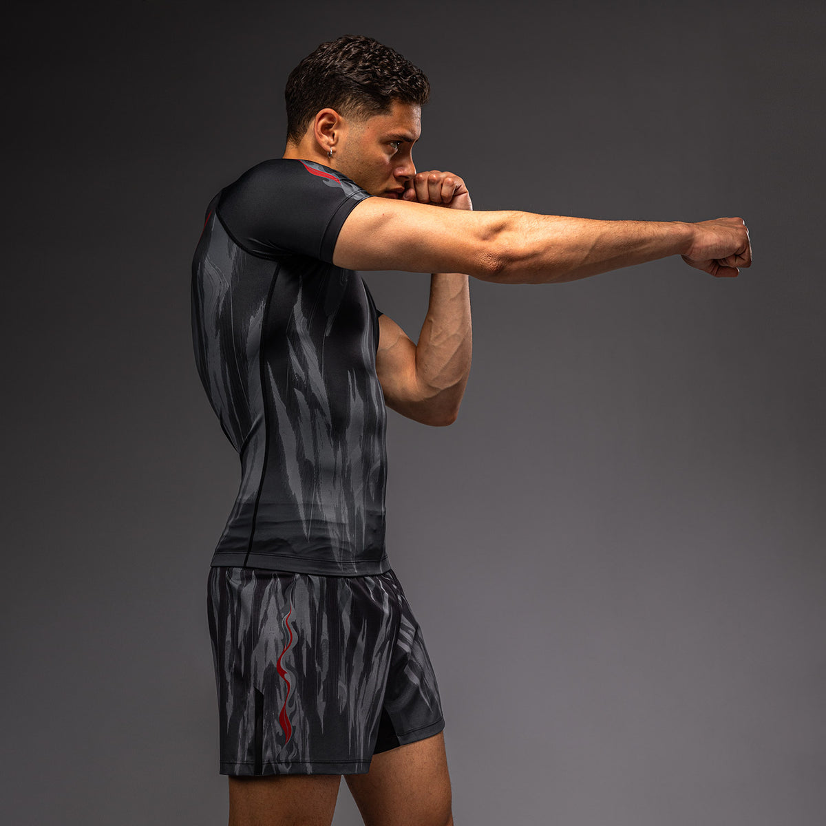 Venum Demon Rashguard met Korte Mouwen - Zwart/Grijs