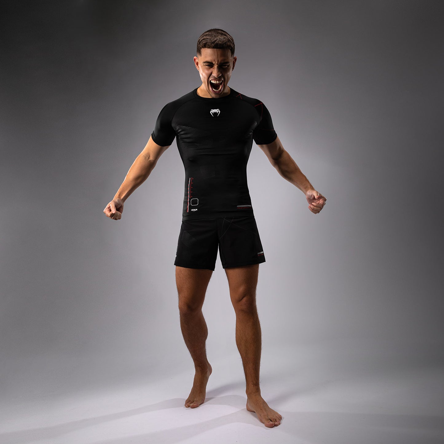 Venum Tactical XT Heren-Rashguard met korte mouwen - Zwart/Vuurrood