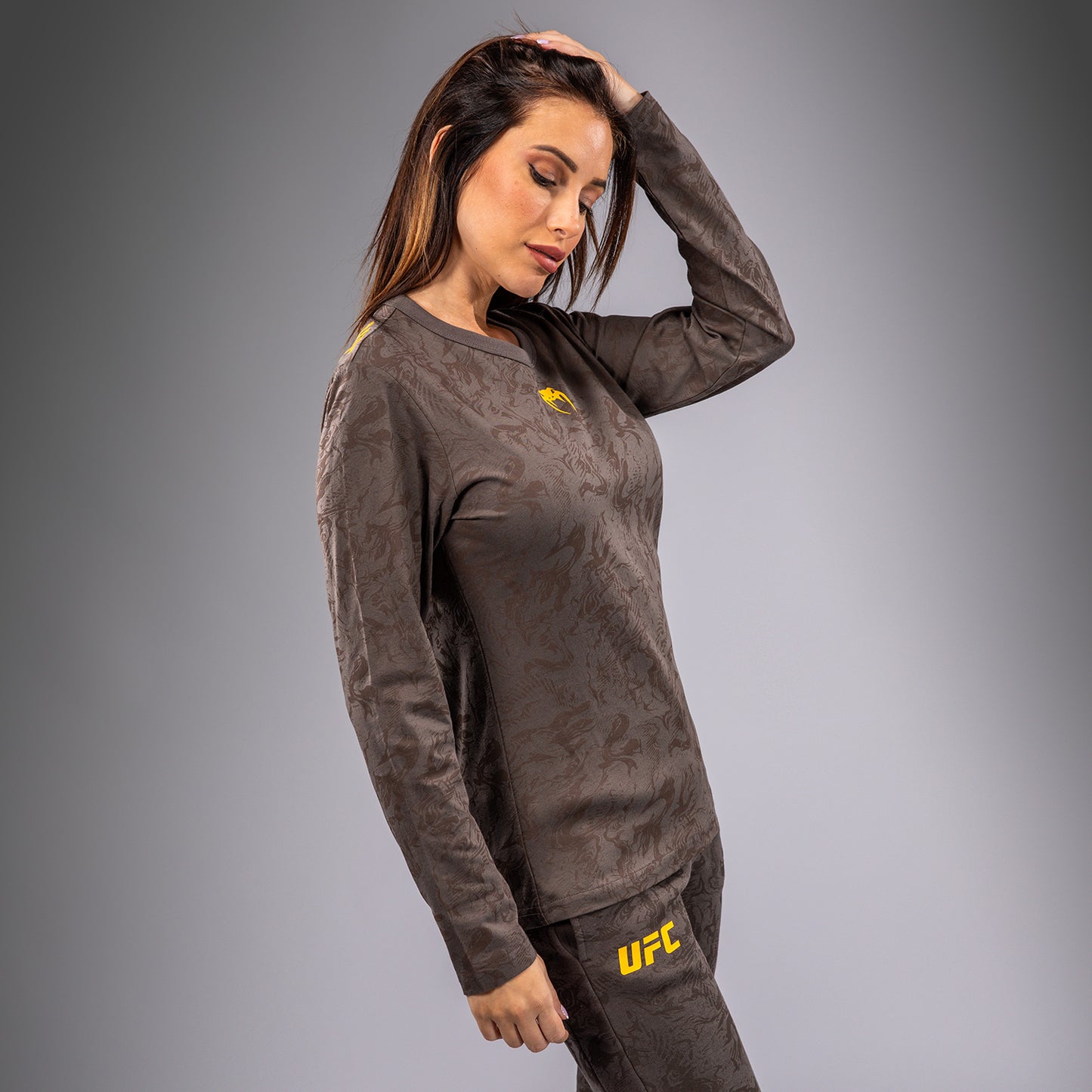 UFC Fusion by Venum Fight Week Katoenen Lange Mouwen T-shirt voor Dames - Earthen Brown