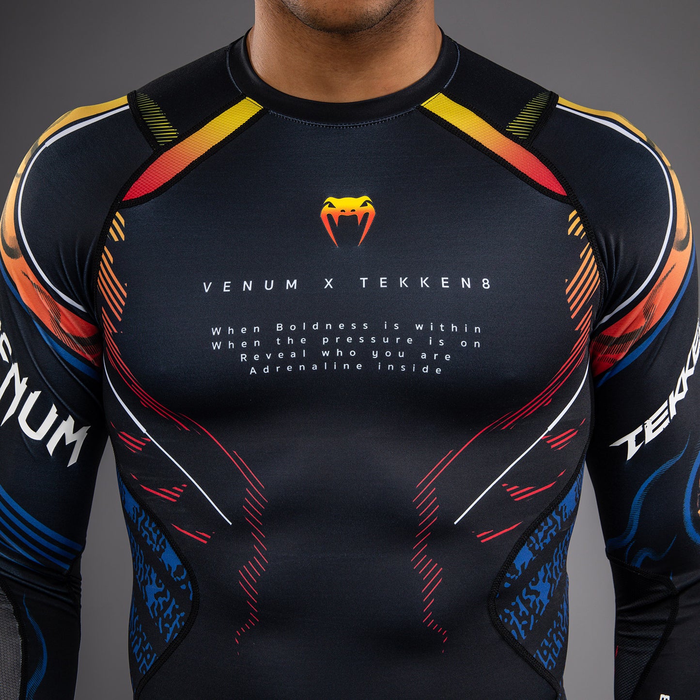 Venum x TEKKEN 8 Rashguard met Lange Mouwen - Yoshimitsu - Zwart/Oranje