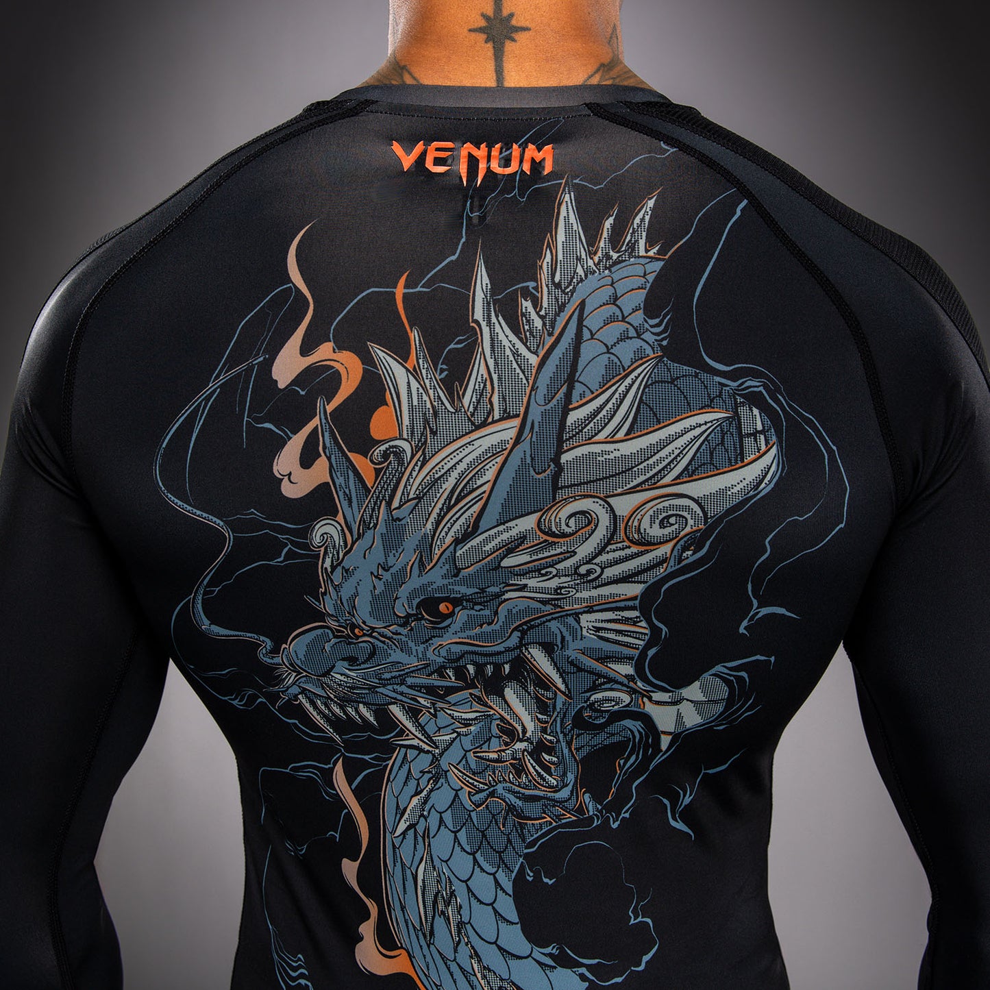 Venum Thunder Dragon Rashguard met lange mouwen – Zwart/Grijs/Koper