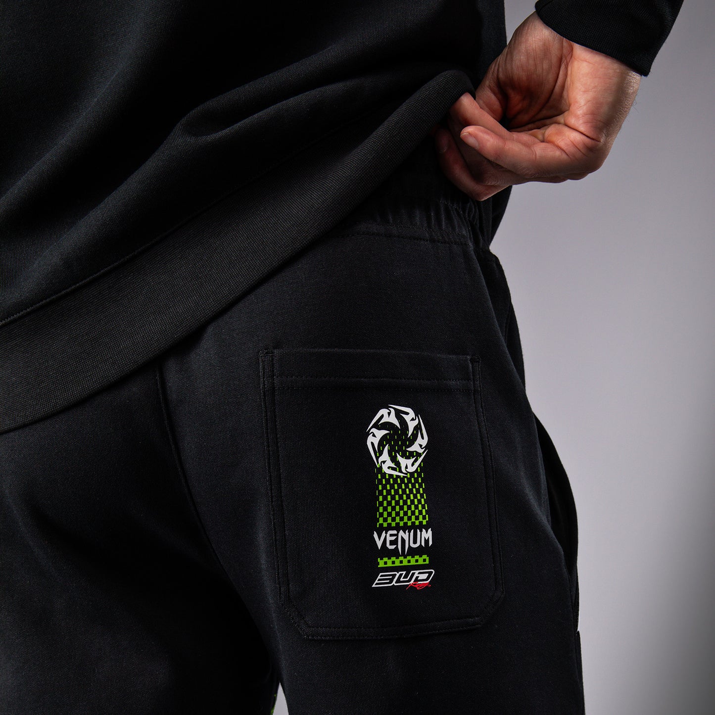 Venum x Bud Racing Heren Shorts Katoen - Zwart/Wit/Limoengroen