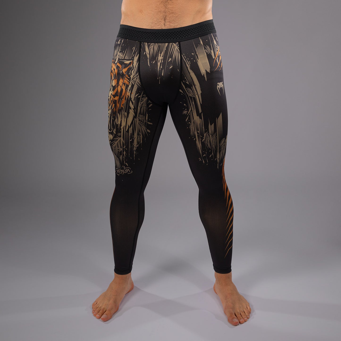 Venum Tiger Compressie Leggings Heren - Zwart / Neon Oranje