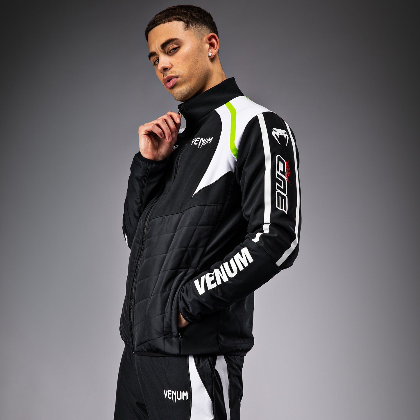 Venum x Bud Racing Herenjas - Zwart/Wit/Limoengroen