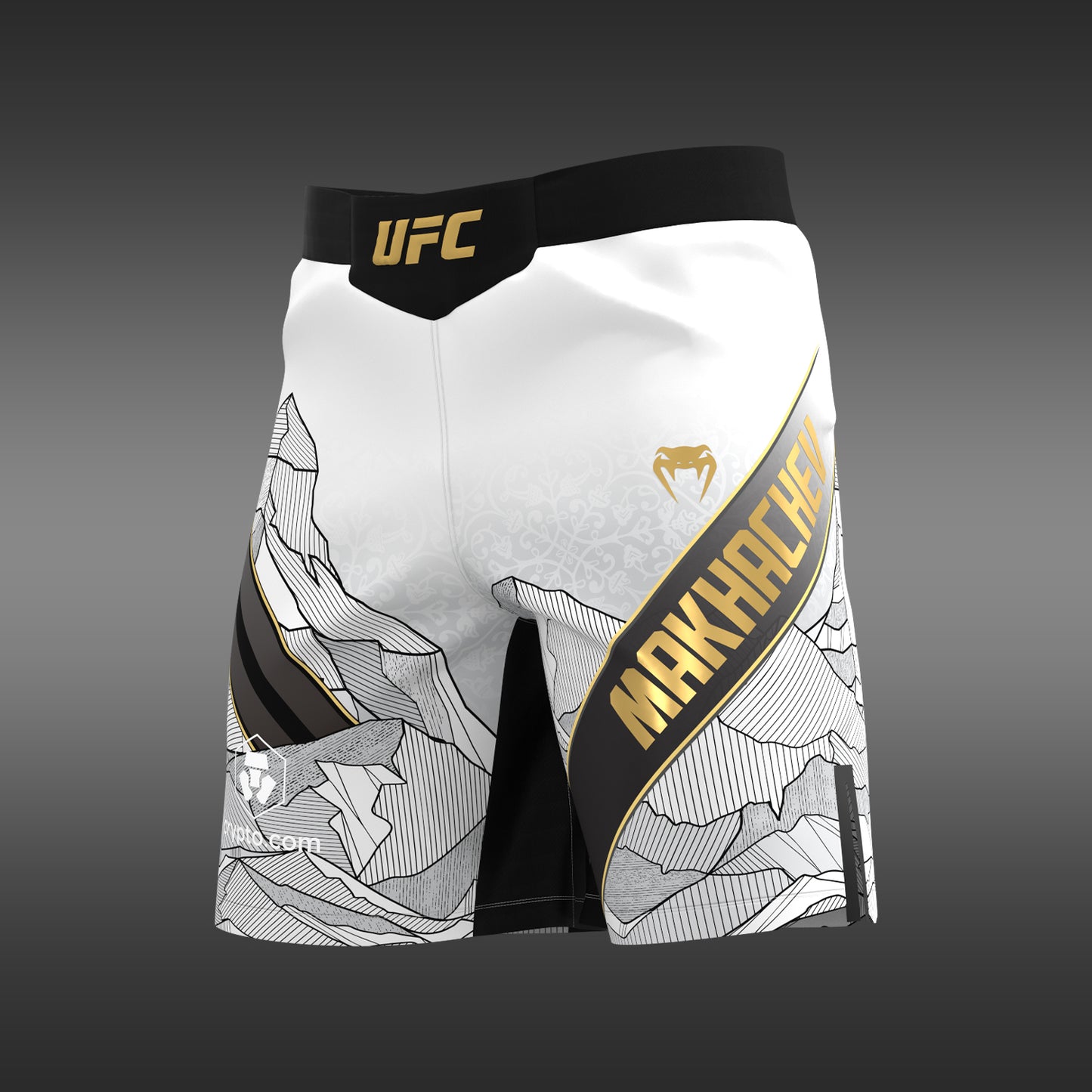 UFC Unrivaled by Venum Islam Makhachev Mannen Gevechtsshort - Wit/Zwart