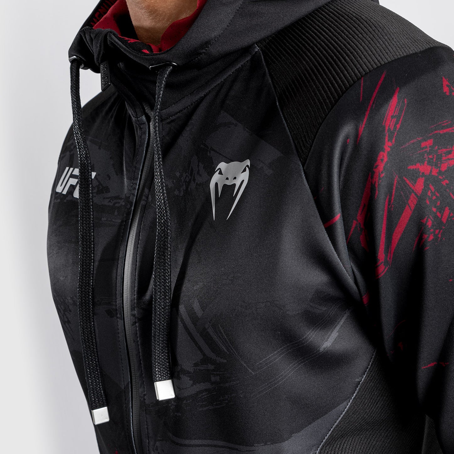 UFC Venum Authentic Fight Week 2.0 Sweatshirt met Rits - Zwart/Rood