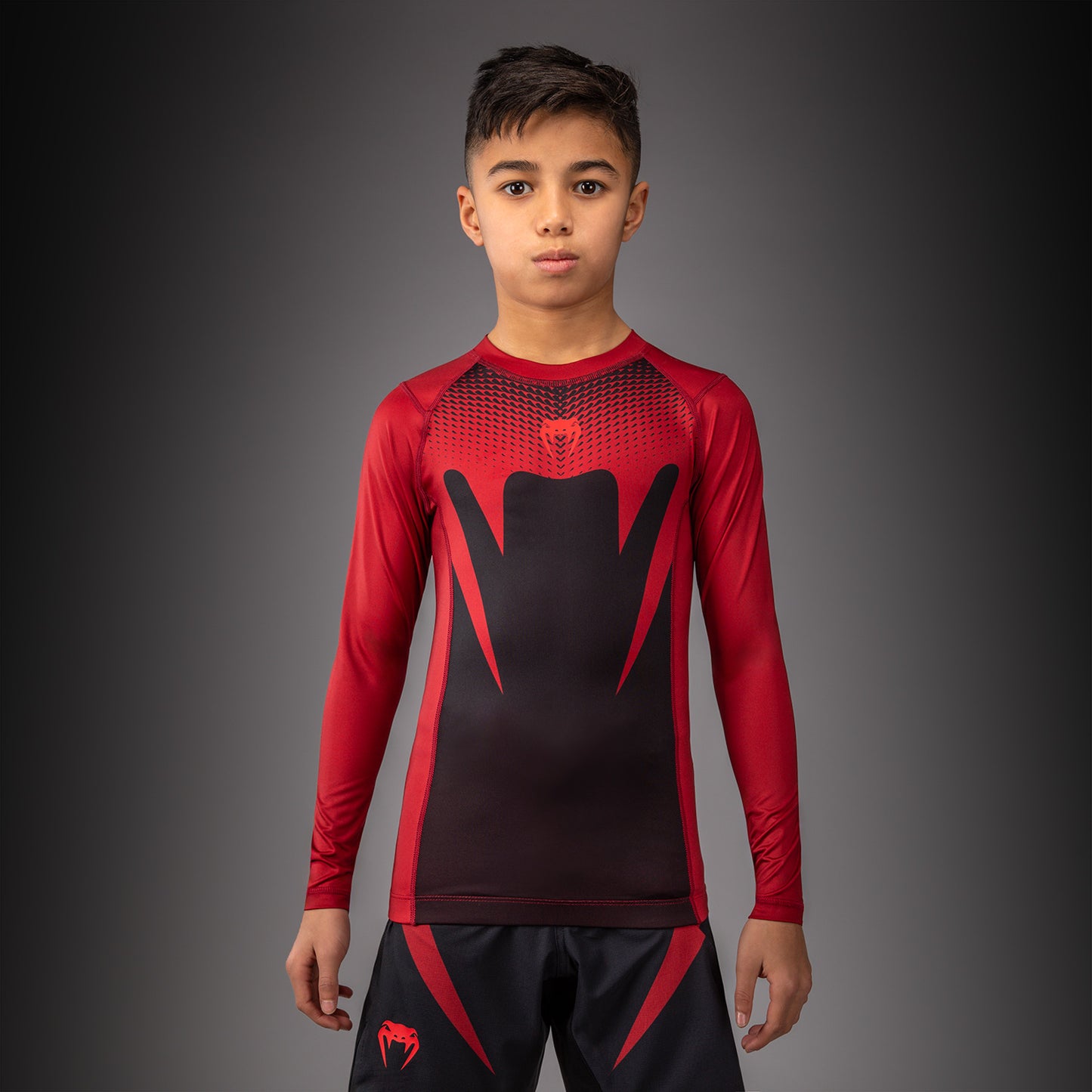 Venum Attack Rashguard met Lange Mouwen voor Kinderen - Zwart/Rood