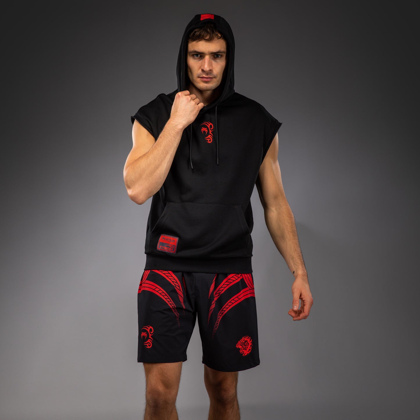 Venum x Mike Tyson Tiger Mouwloze Hoodie - Diep Zwart/Intens Rood