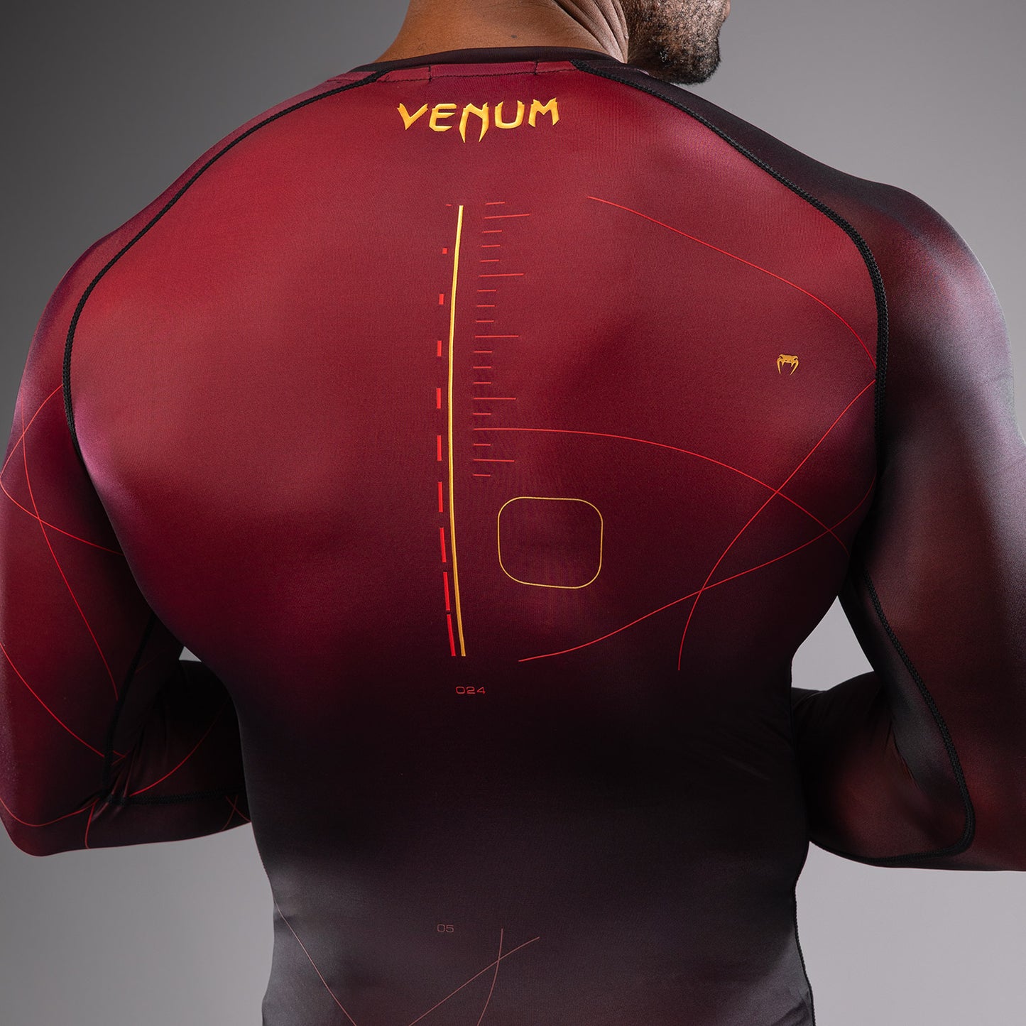 Venum Tactical XT Heren-Rashguard met lange mouwen - Zwart/Bourgondië/Goud