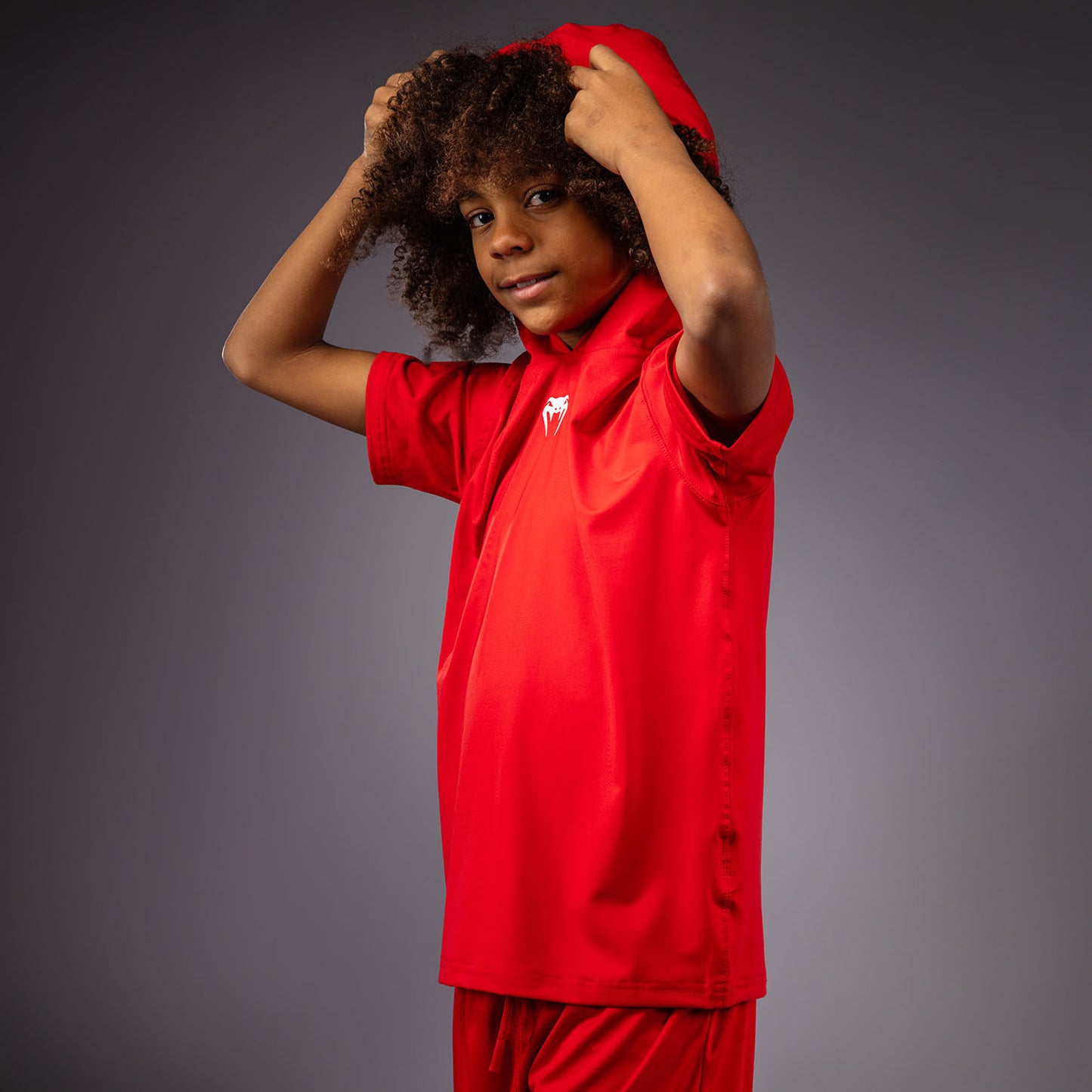 Venum Elite Dry-Tech Hoodie met korte mouwen voor kinderen - Rood