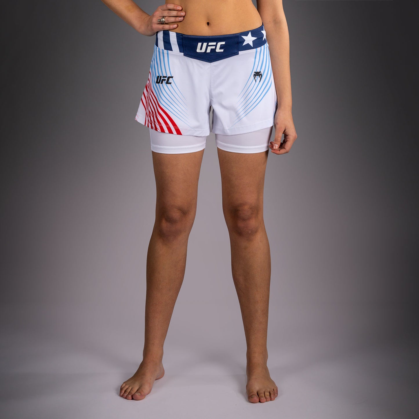 Official UFC Freedom 250 by Venum Authentic Fight Night Fight Shorts voor dames - Wit