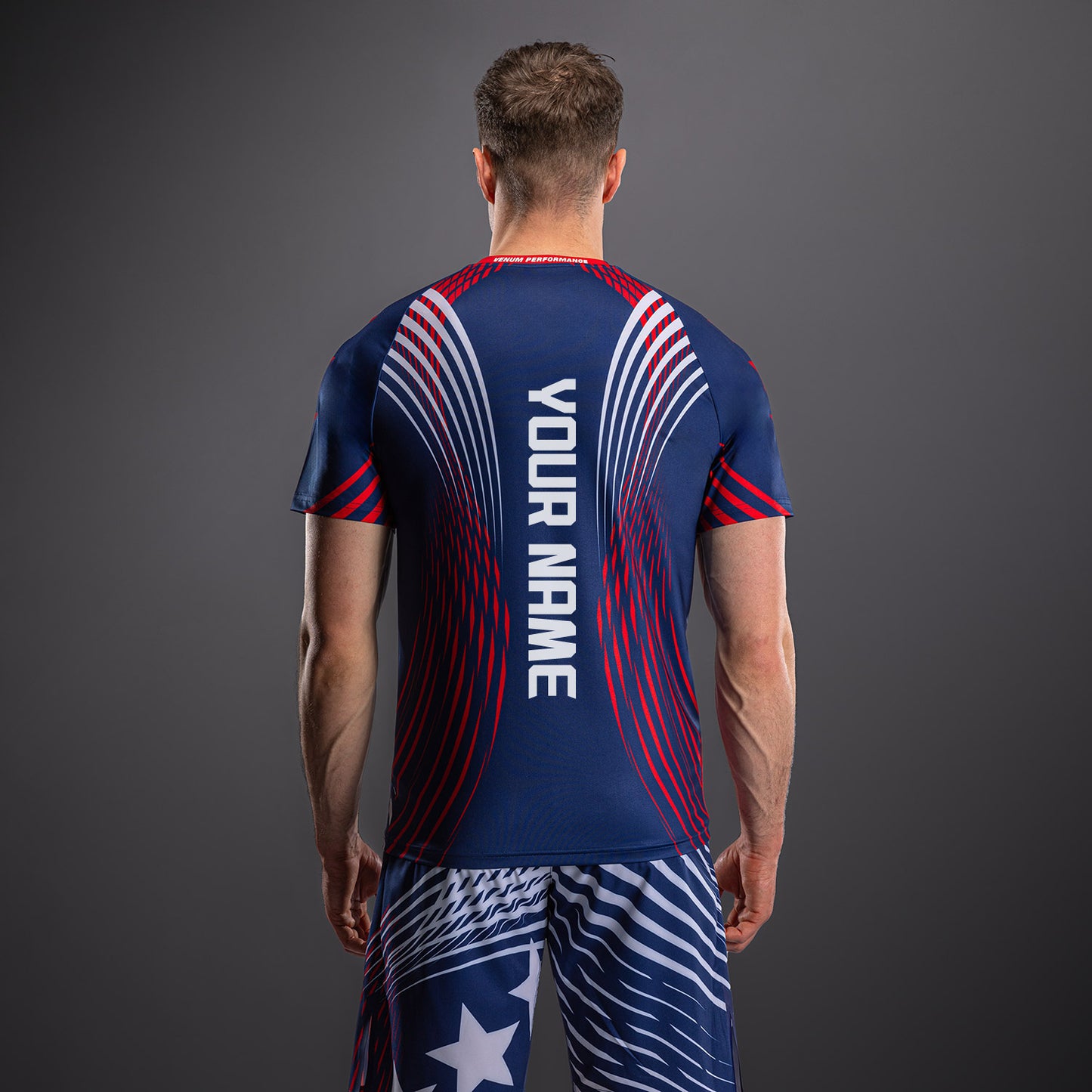 Official UFC Freedom 250 by Venum Op maat gemaakt Authentic Fight Night Walkout Jersey voor heren - Blauw
