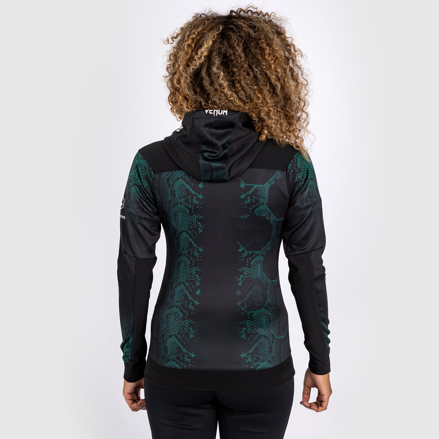 UFC Adrenaline by Venum Personalized Authentic Fight Night Vrouwen Walkout Hoodie - Emerald Edition - Groen/Zwart