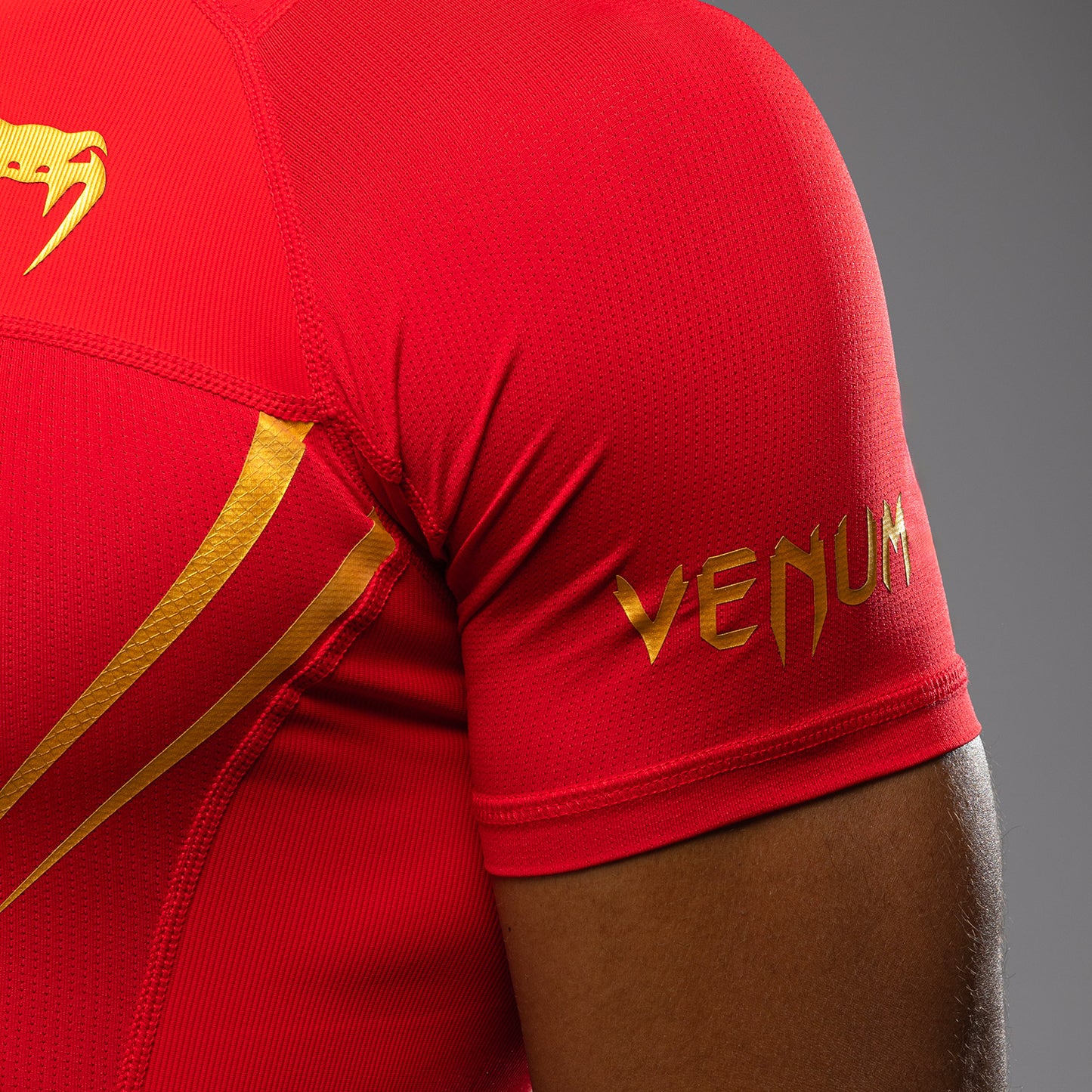 Venum x WOW FC Fury Red/ Gold Short Sleeve Rashguard