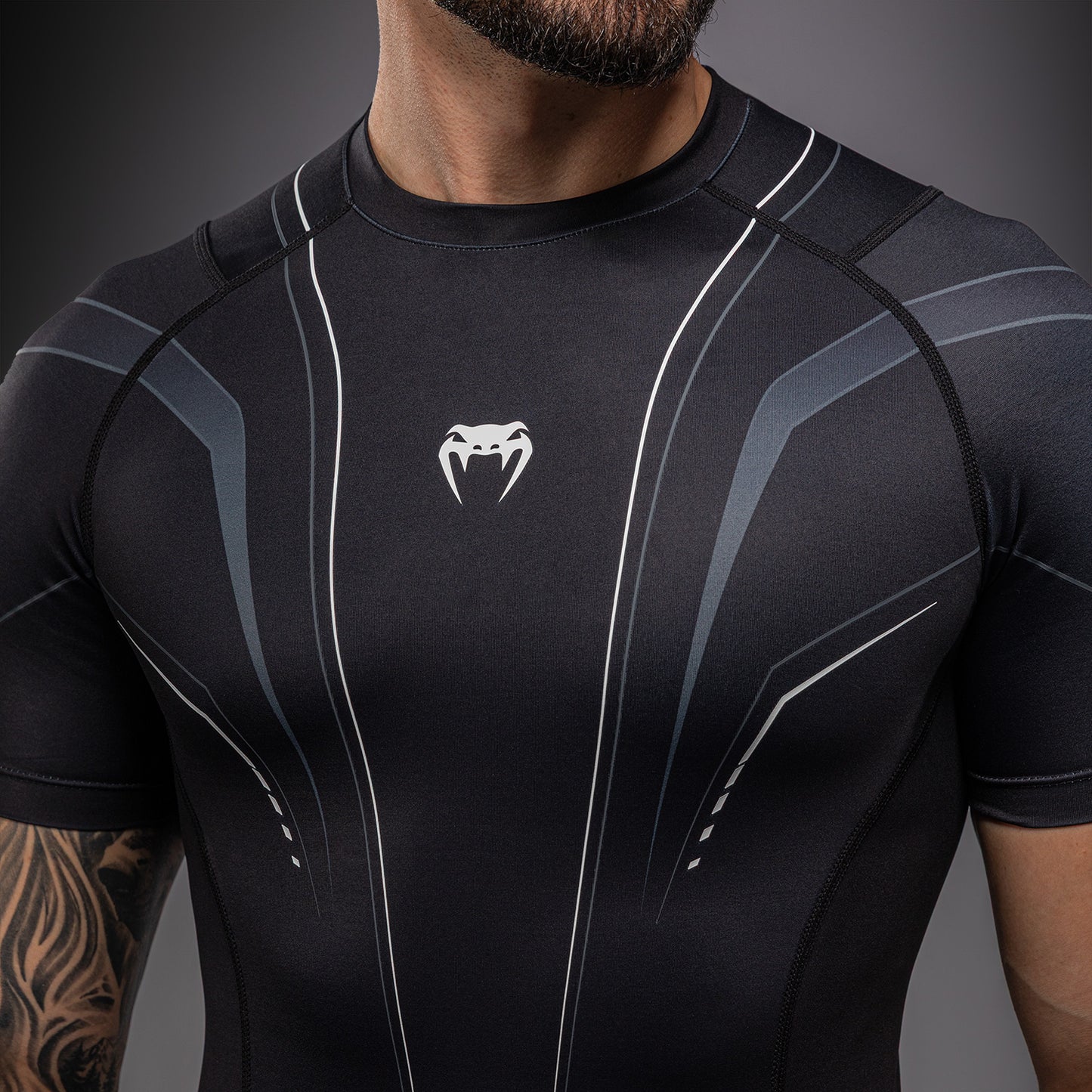 Venum Streamline Rashguards met korte mouwen – Zwart/Wit