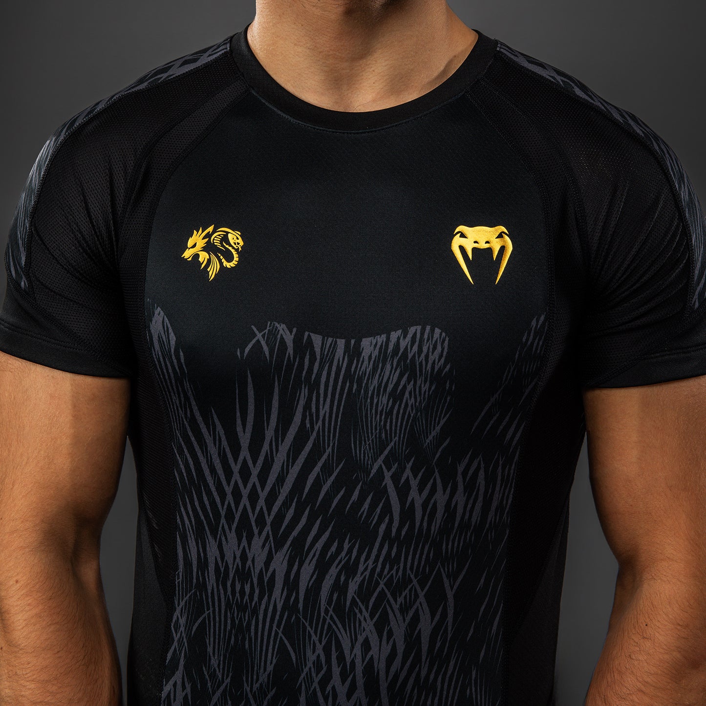 Venum x Chimaev Korte Mouw Rashguard - Zwart/Grijs