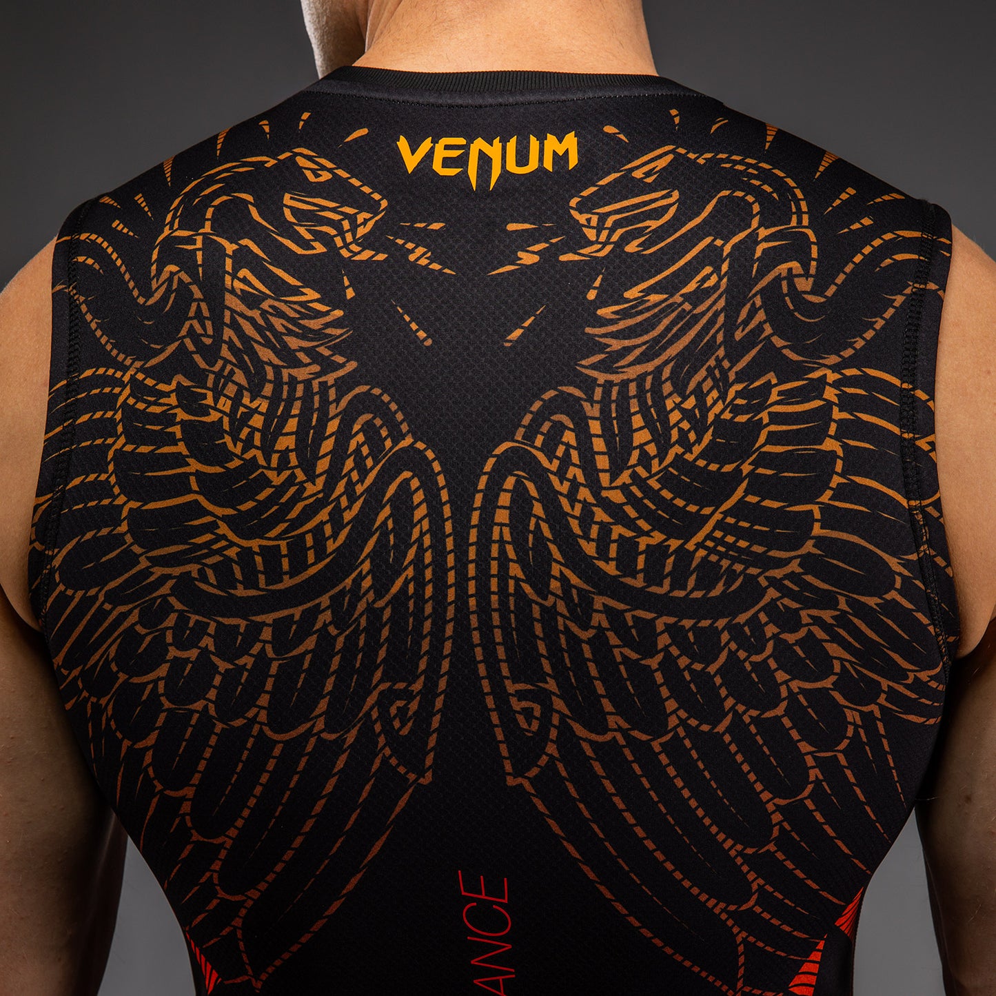 Venum Quetzal Fury Mouwloos Rashguard - Zwart/Fury Rood/Tangerine