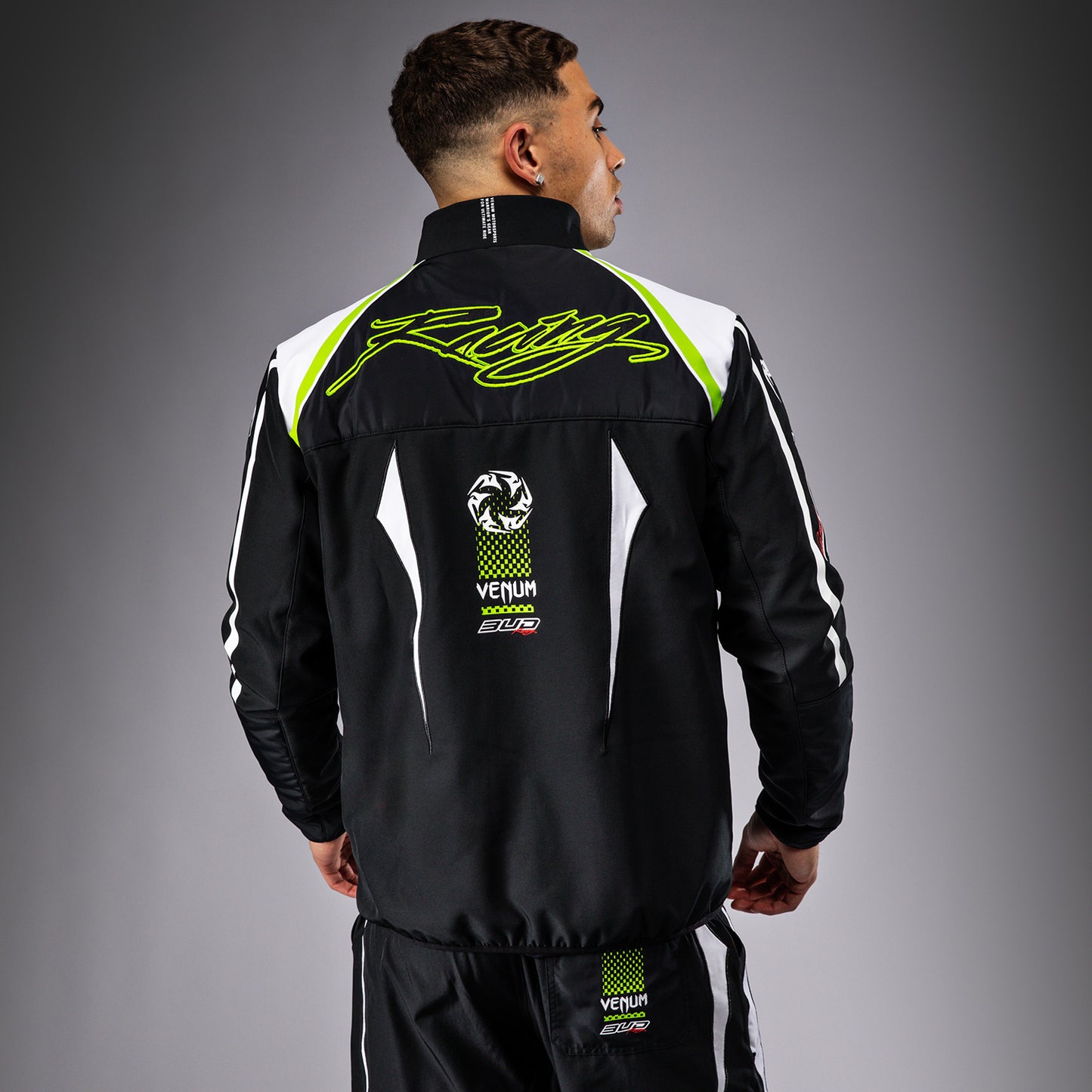 Venum x Bud Racing Herenjas - Zwart/Wit/Limoengroen