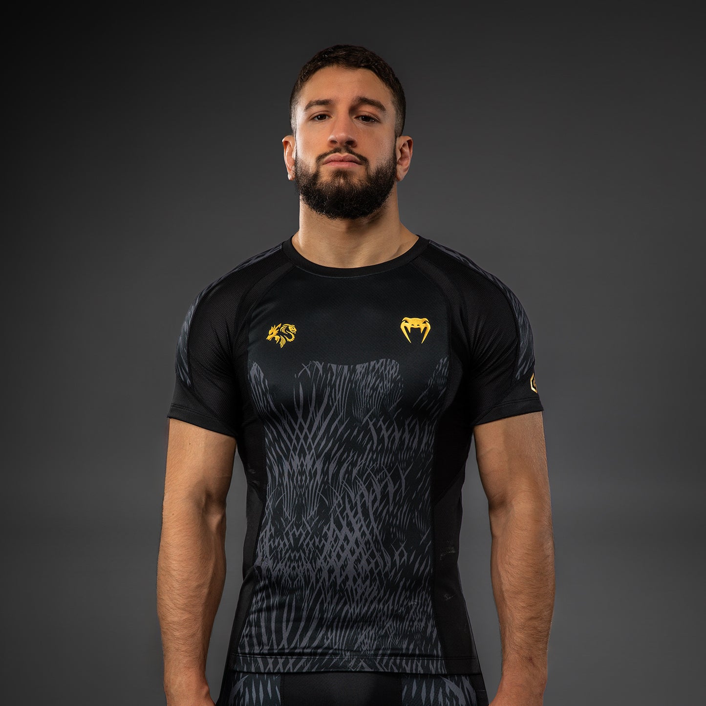 Venum x Chimaev Korte Mouw Rashguard - Zwart/Grijs