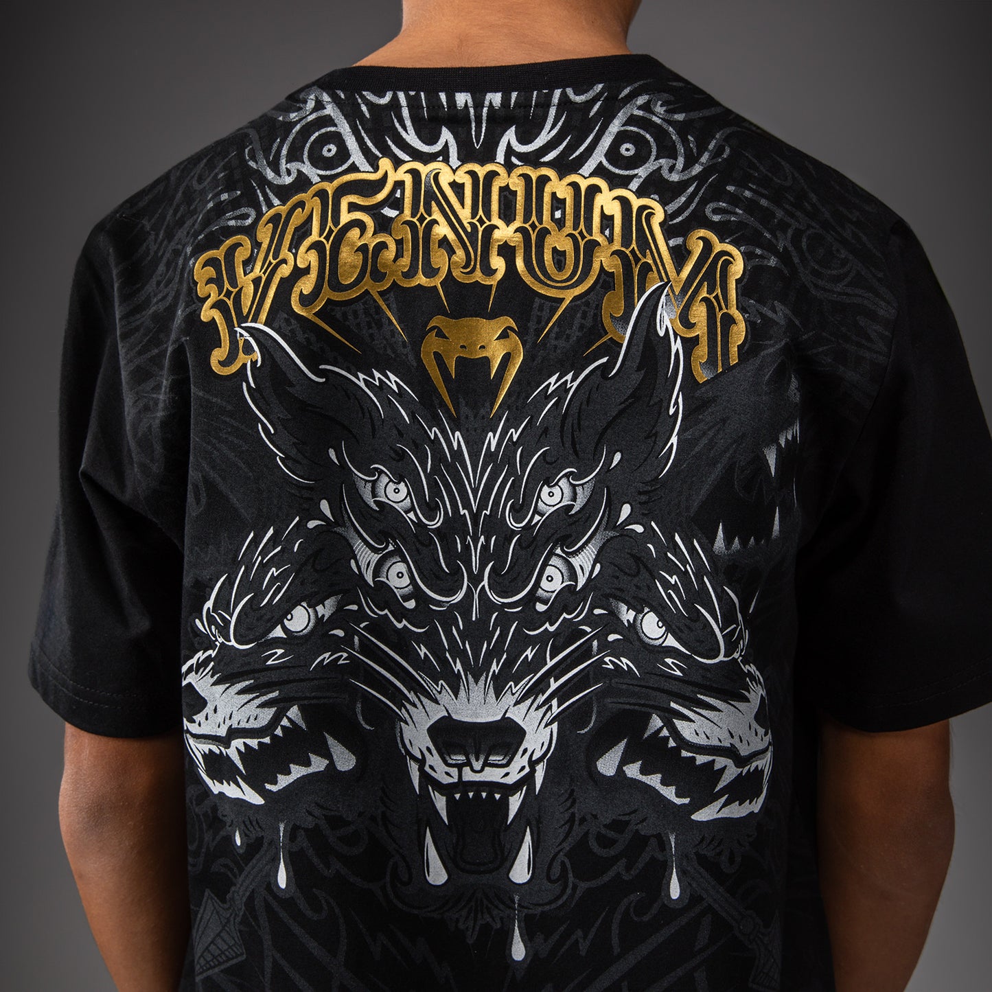 Venum Wolf Atak Kids T-shirt – Zwart/Gemêleerd grijs