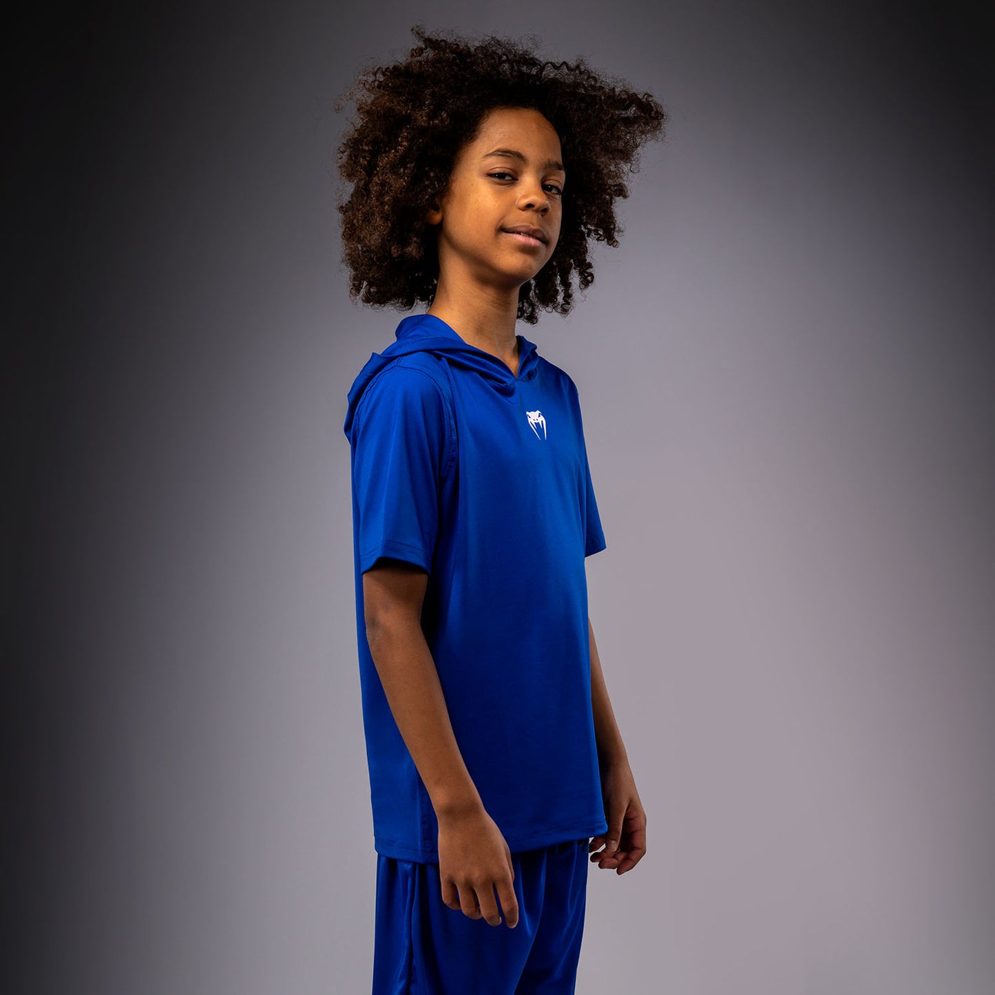 Venum Elite Dry-Tech Hoodie met korte mouwen voor kinderen - Koningsblauw