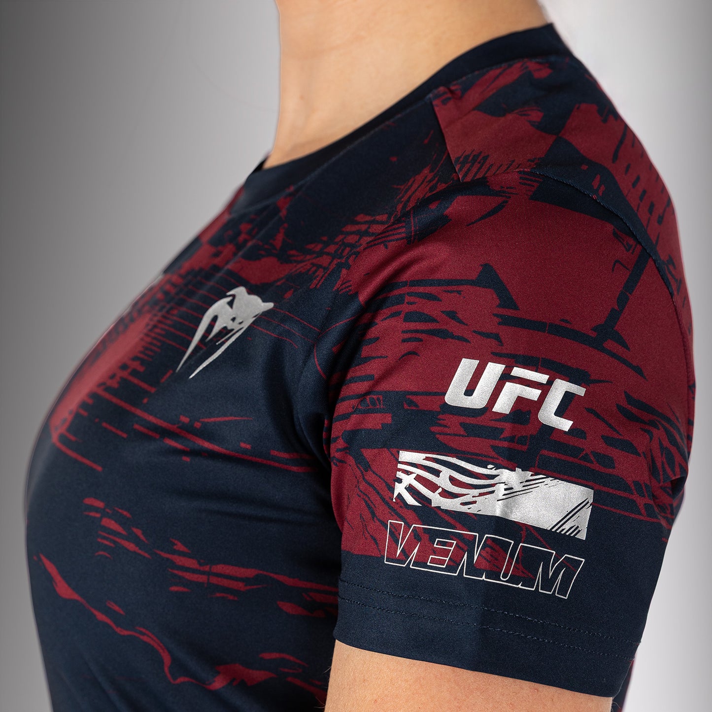 UFC Zenith by Venum Authentic Fight Week Performance T-shirt Korte Mouw Dames - Marineblauw/Bordeauxrood/Zilver