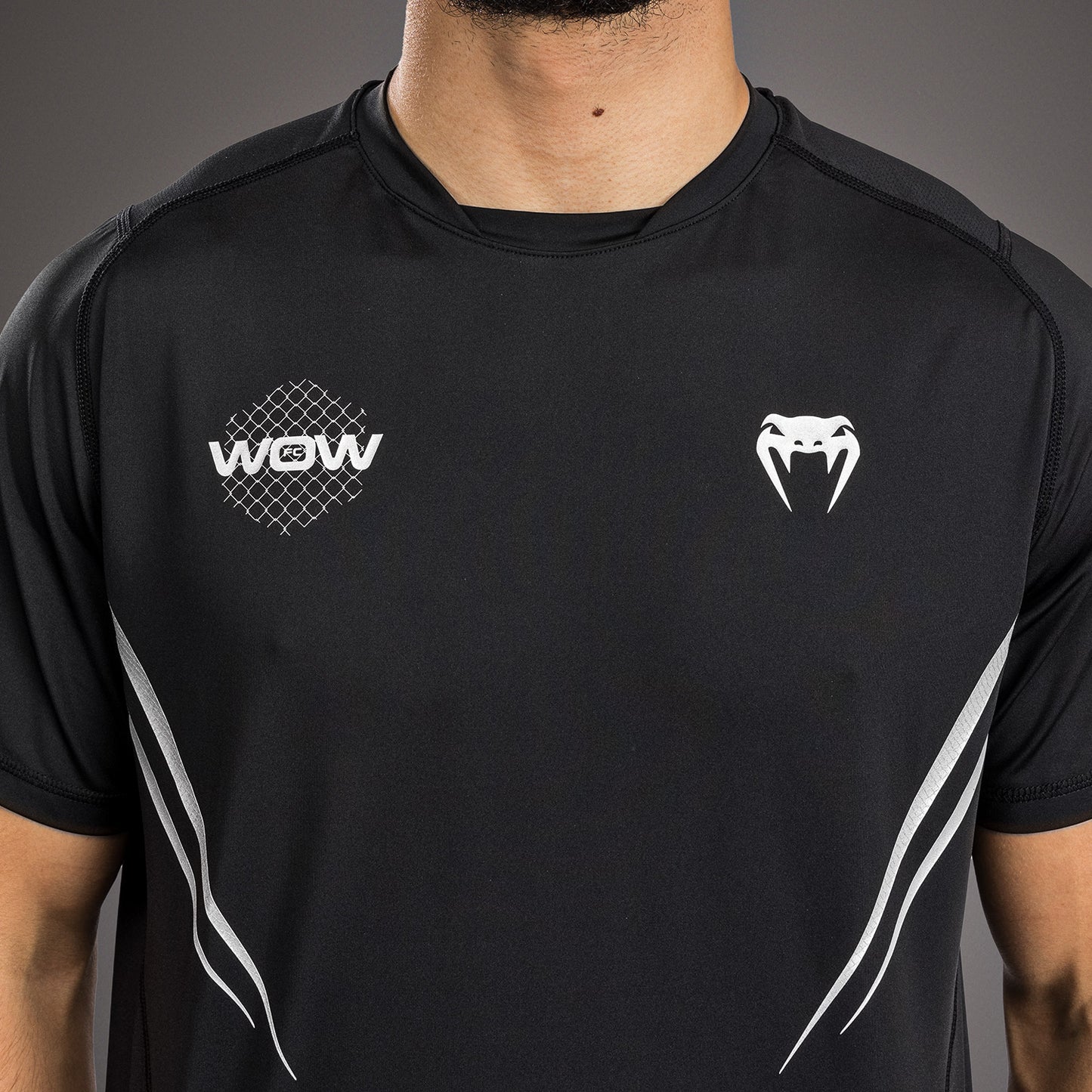 Venum x WOW FC Dry-Tech T-Shirt - Zwart/Zilver Grijs