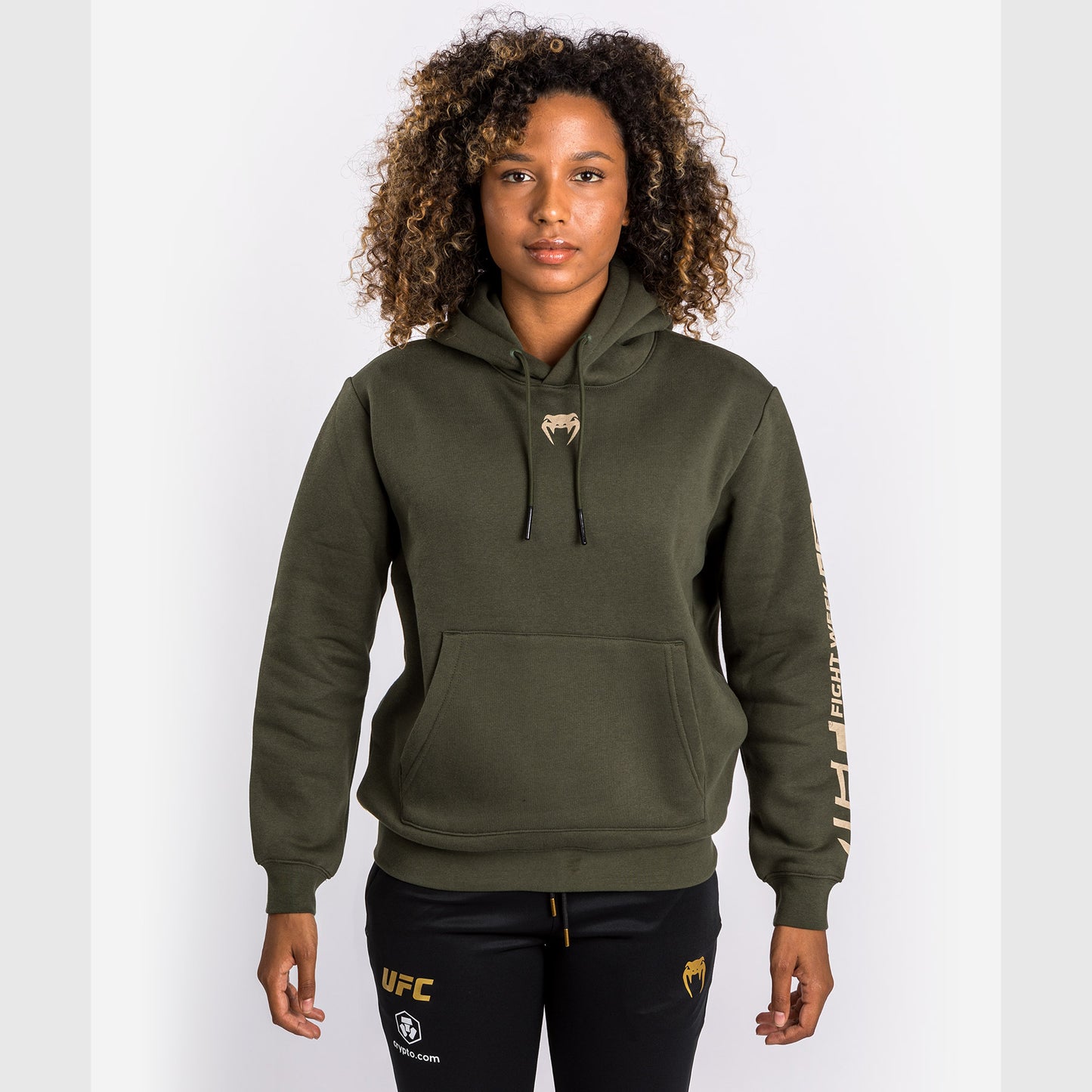 UFC Adrenaline by Venum Fight Week Pullover Hoodie voor Dames - Khaki