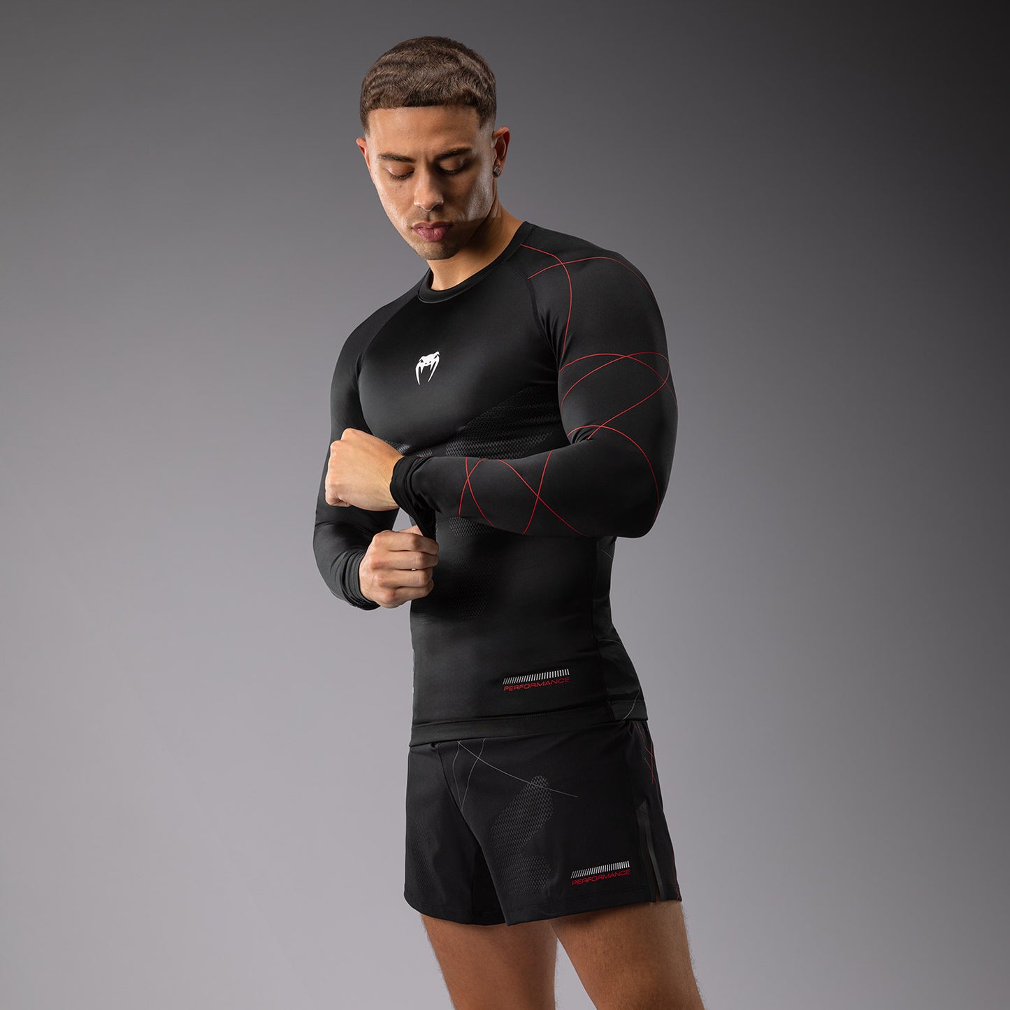Venum Tactical XT Heren-Rashguard met lange mouwen - Zwart/Vuurrood