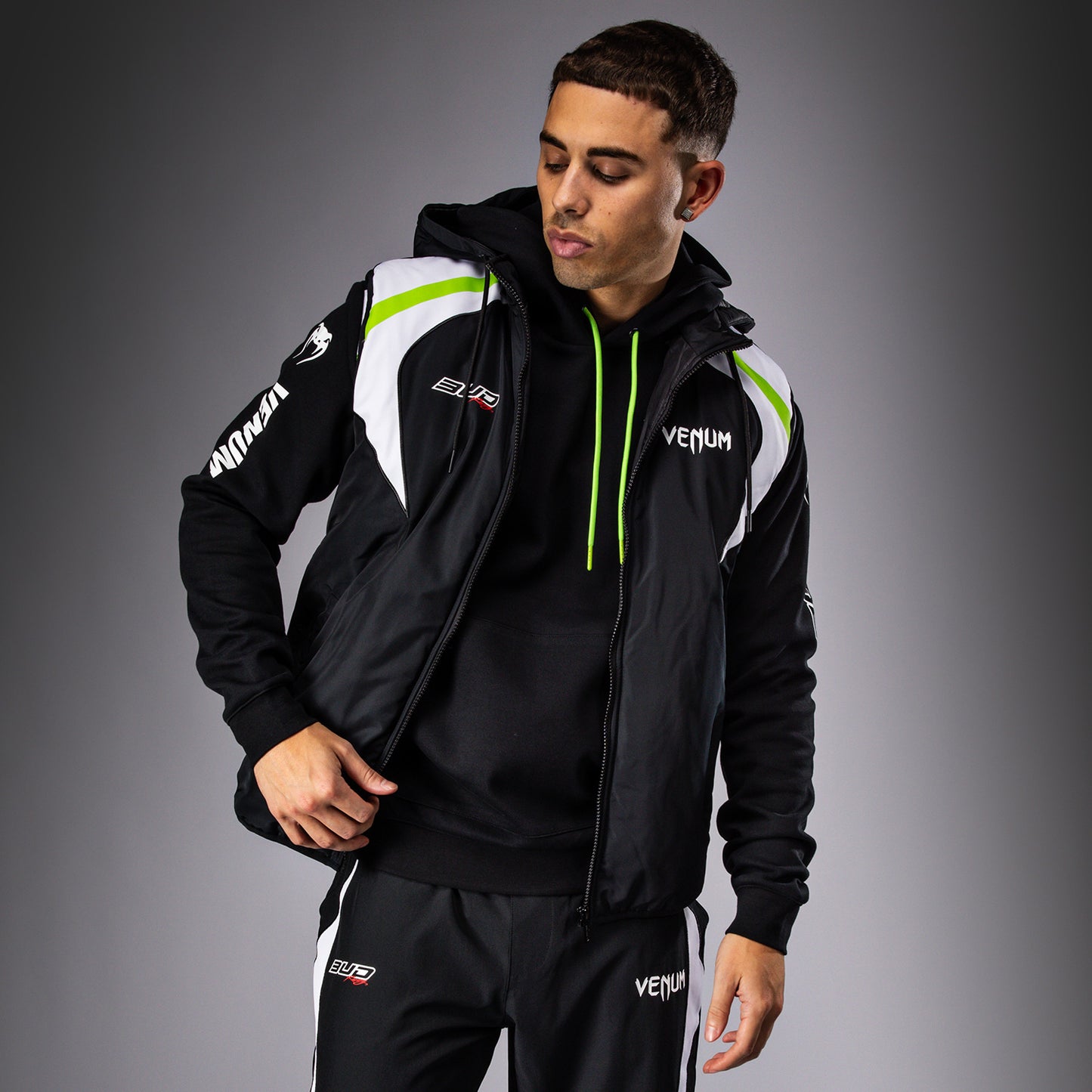 Venum x Bud Racing donsjack - Zwart/Wit/Limoengroen