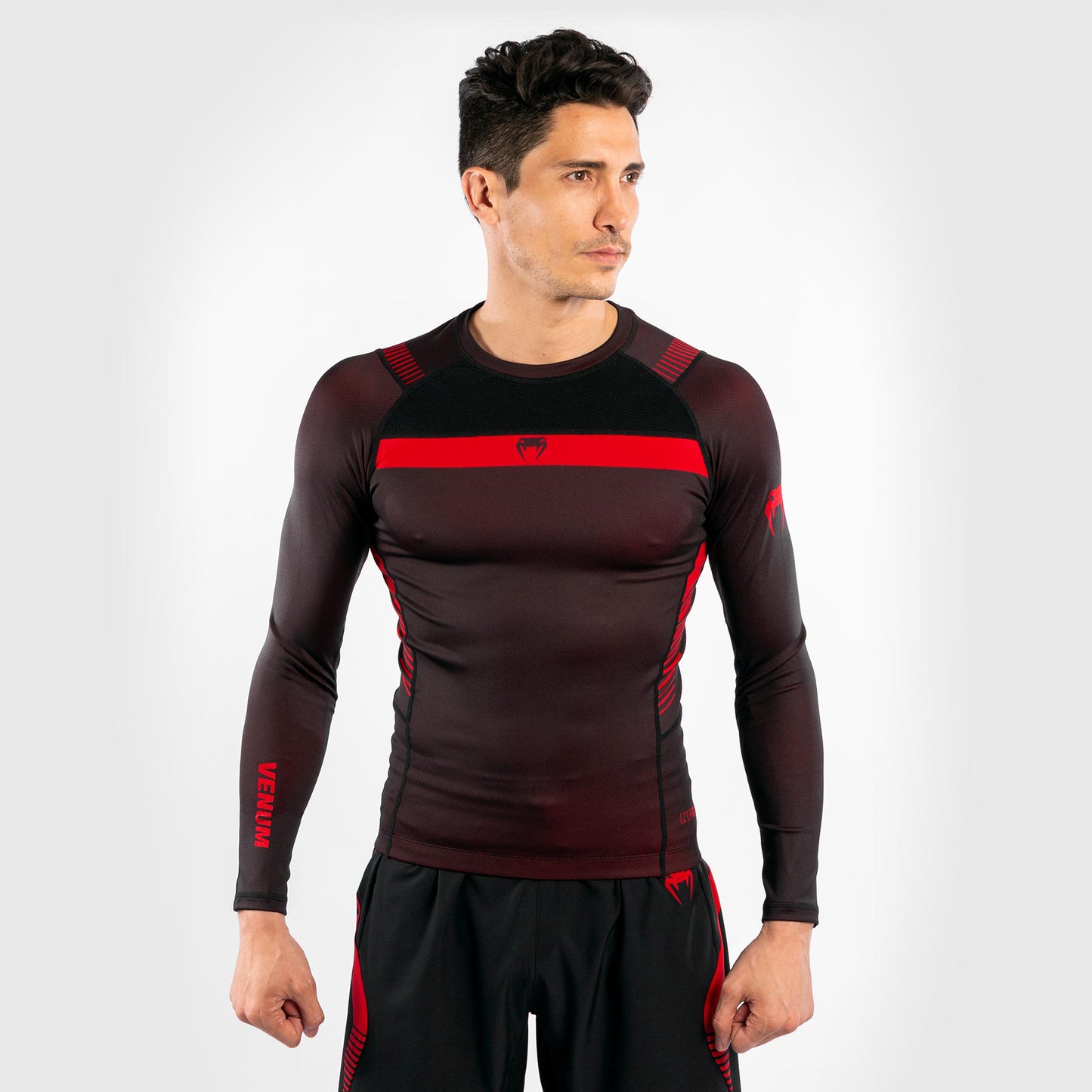 Venum No Gi 3.0 compressie-T-shirt - lange mouwen - Zwart/Rood