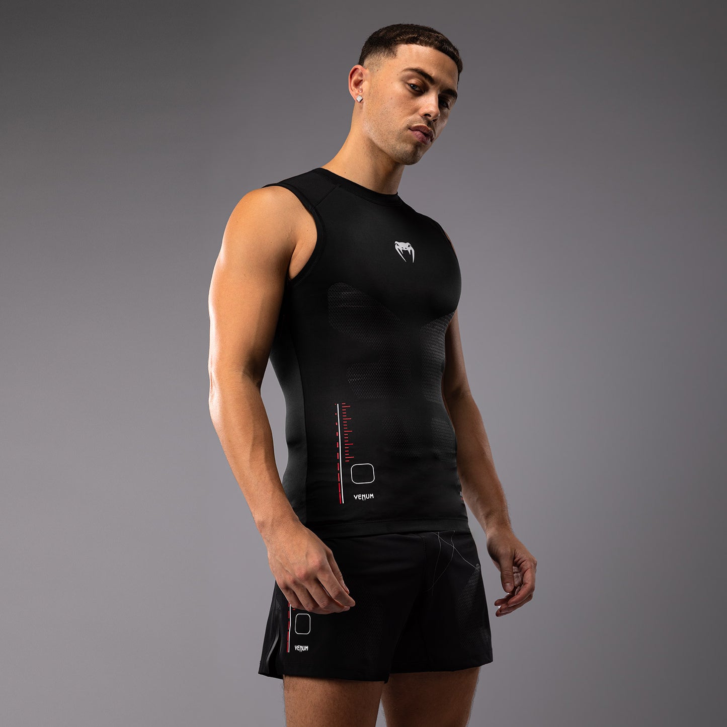 Venum Tactical XT Heren Mouwloze Rashguard - Zwart/Vuurrood