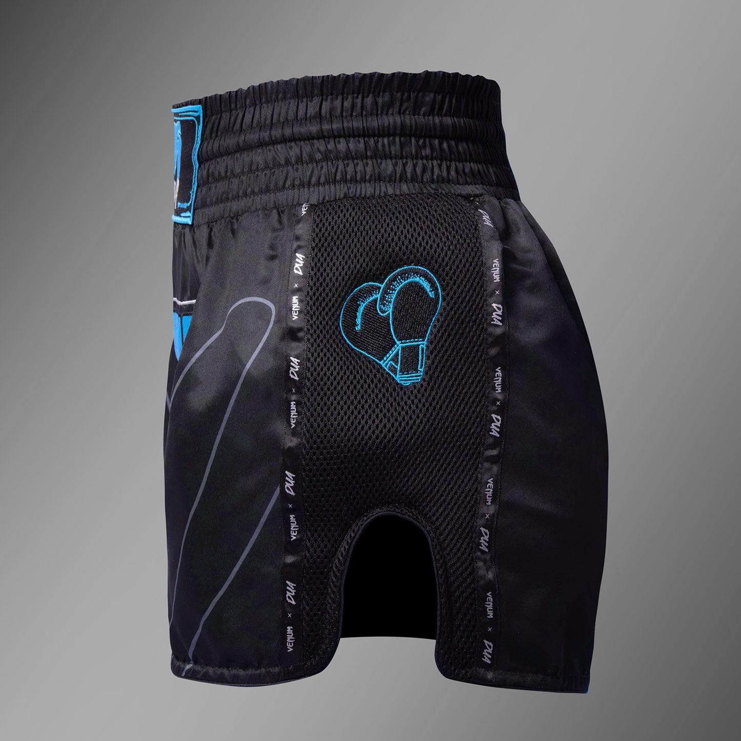 Venum x Dua Muay Thai Shorts - Zwart/Electric Blue
