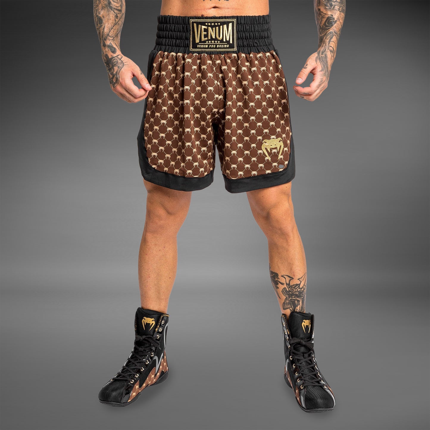 Venum Monogram Boxing Shorts - Zwart/Bruin