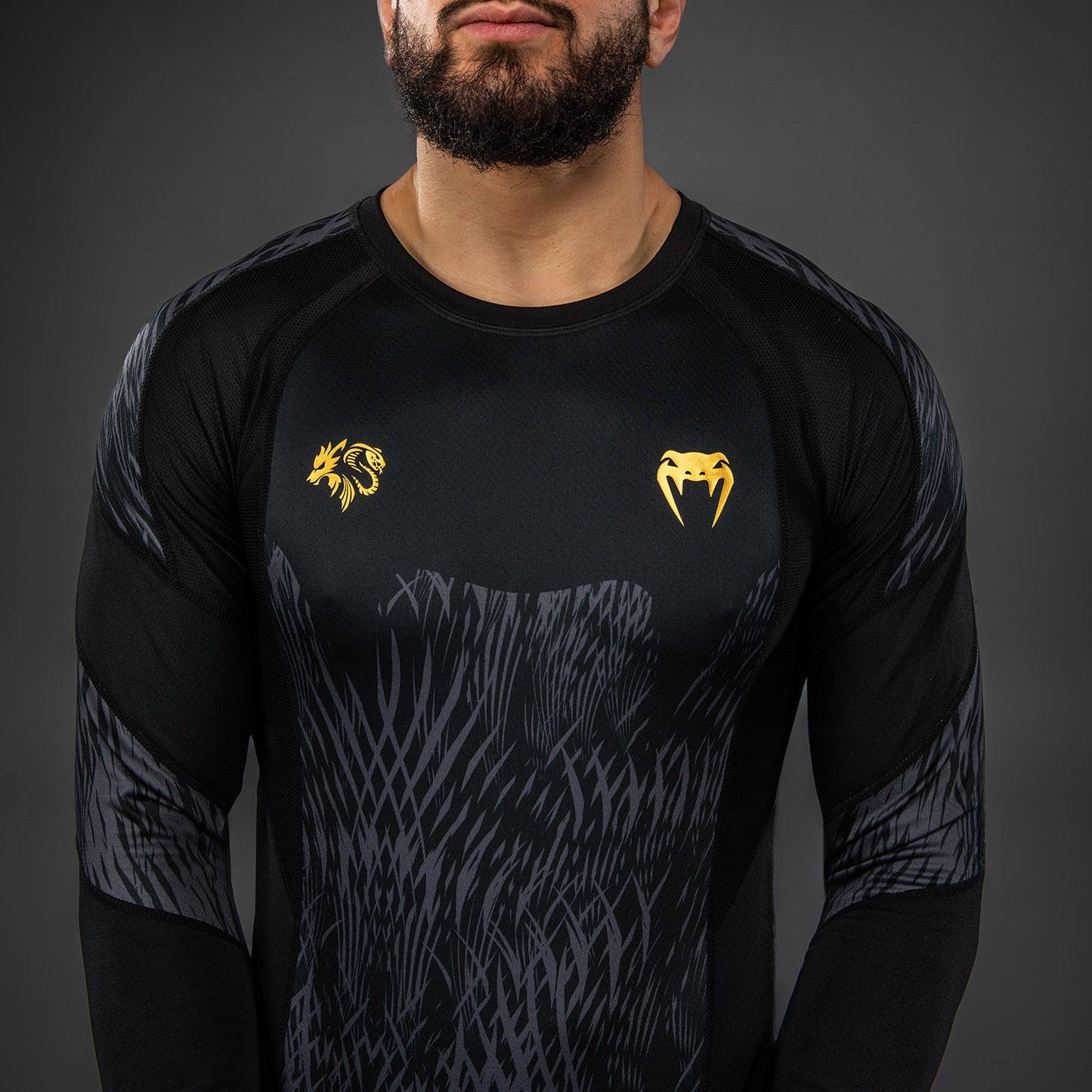 Venum x Chimaev Lange Mouw Rashguard - Zwart/Grijs