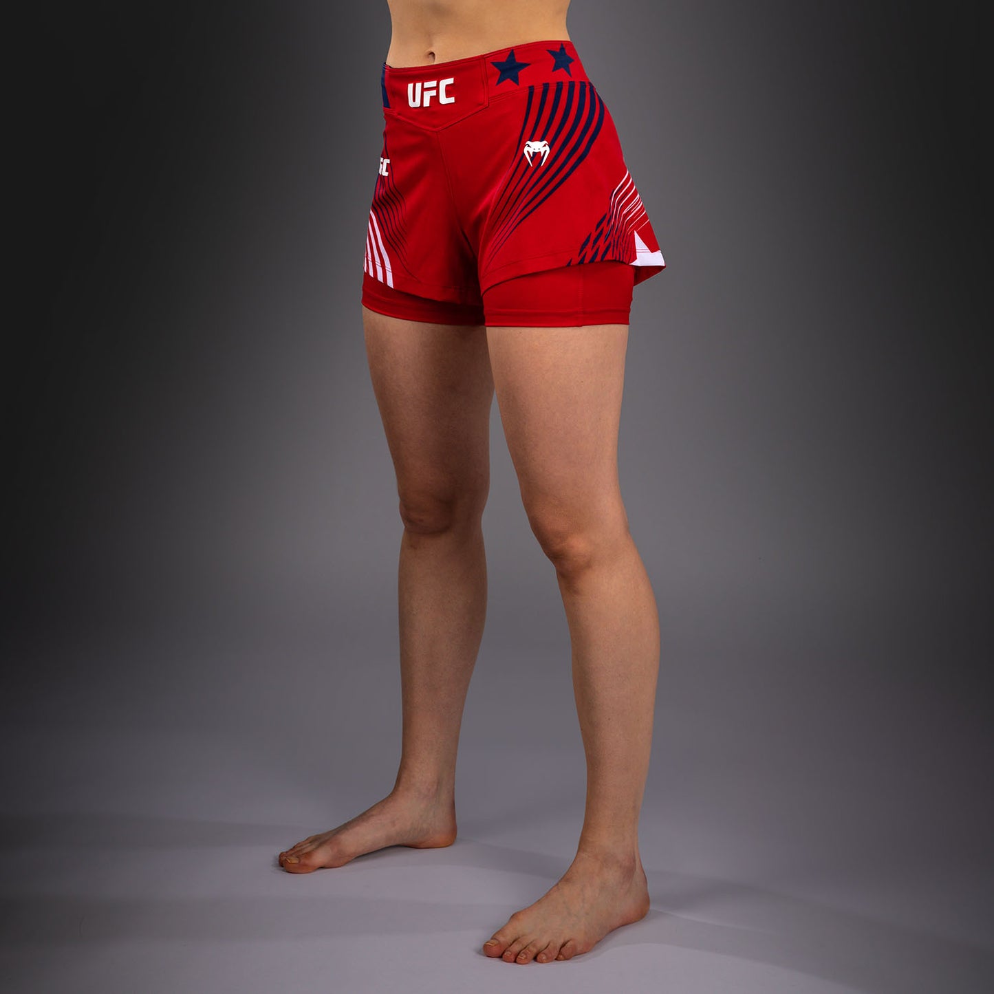 Official UFC Freedom 250 by Venum Authentic Fight Night Fight Shorts voor dames - Rood