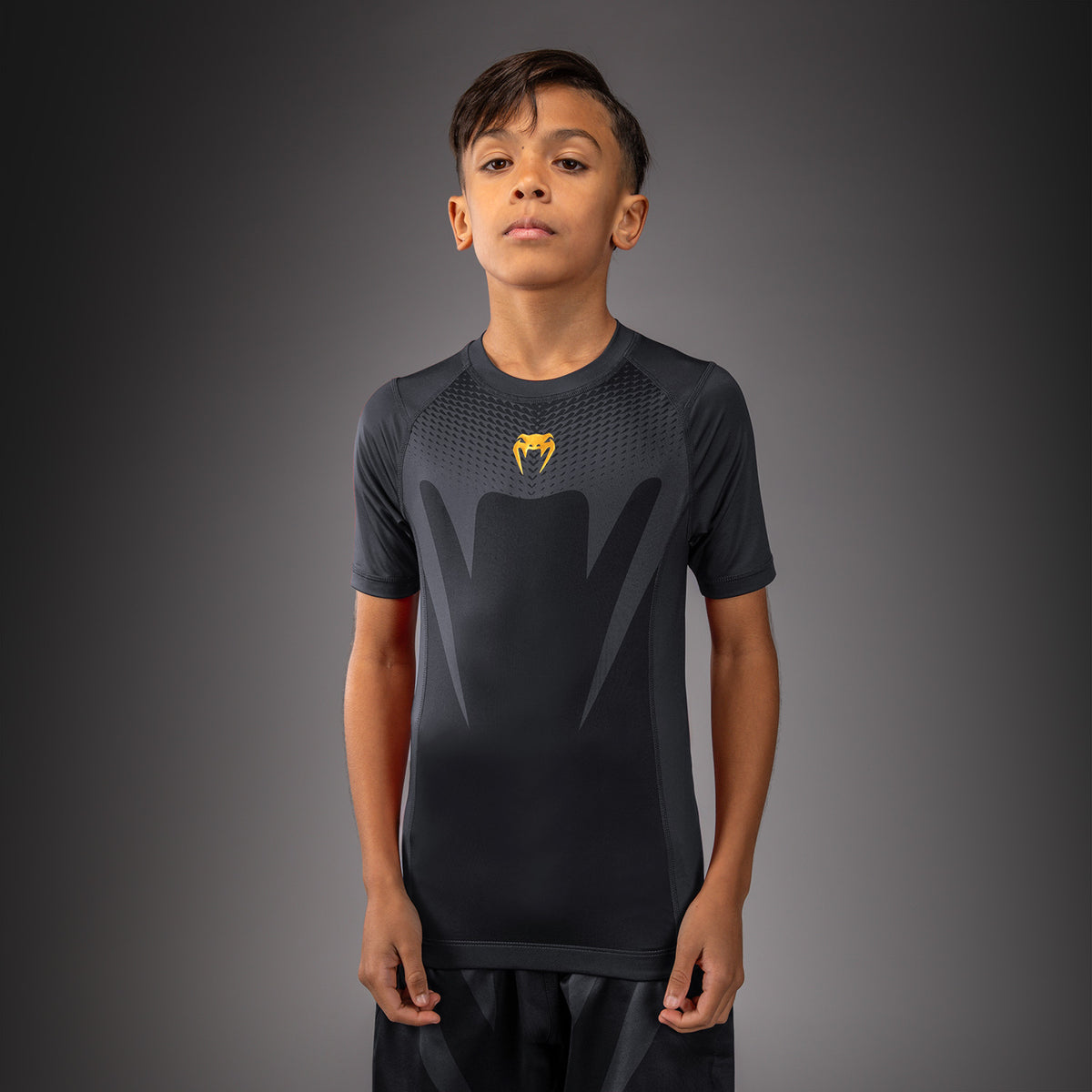 Venum Attack Rashguard met korte mouwen voor kinderen - Zwart/Goud