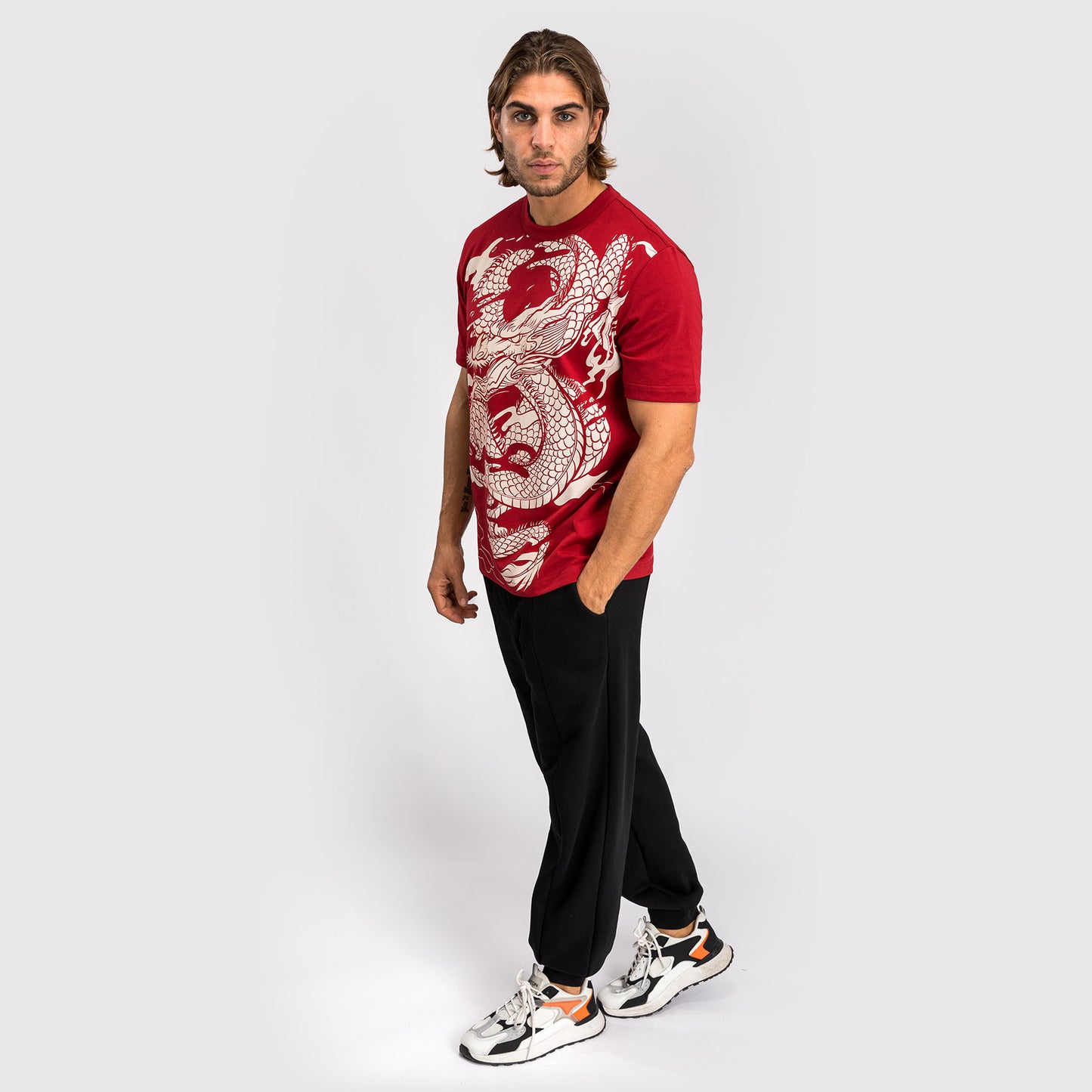 Venum Dragon's Flight Heren T-Shirt - Kersrood/Crème Wit