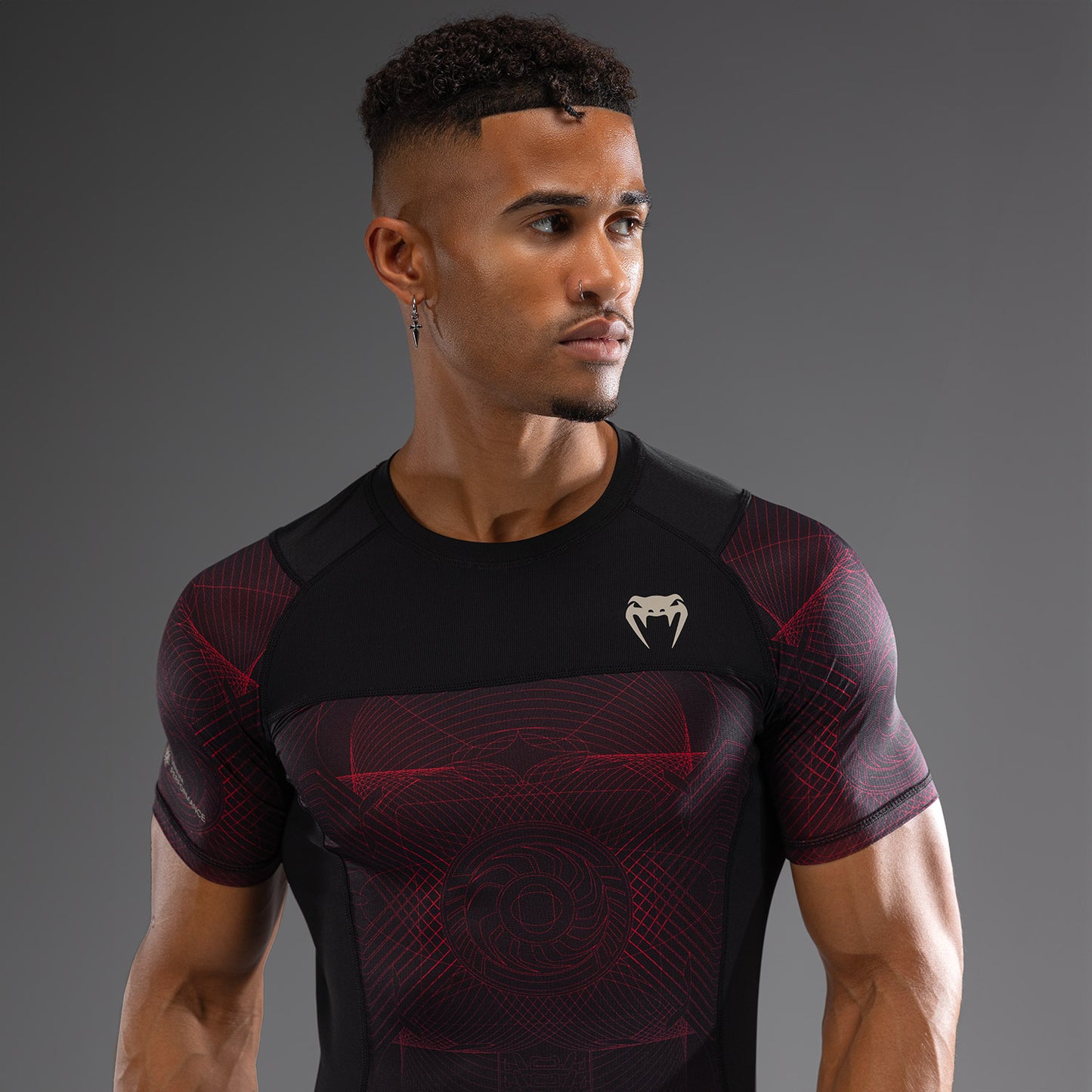 Venum G-Fit Air Korte Mouw Rashguard Heren - Diepzwart / Vuurrood