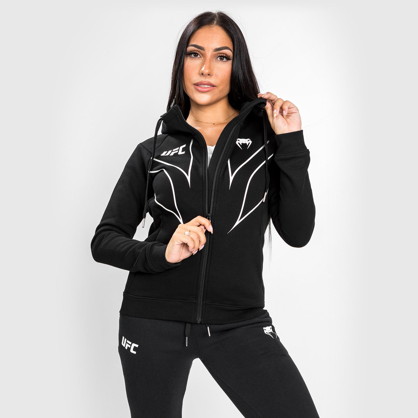UFC Venum Fight Night 2.0 Replica Vrouwen Full Zip Hoodie - Zwart