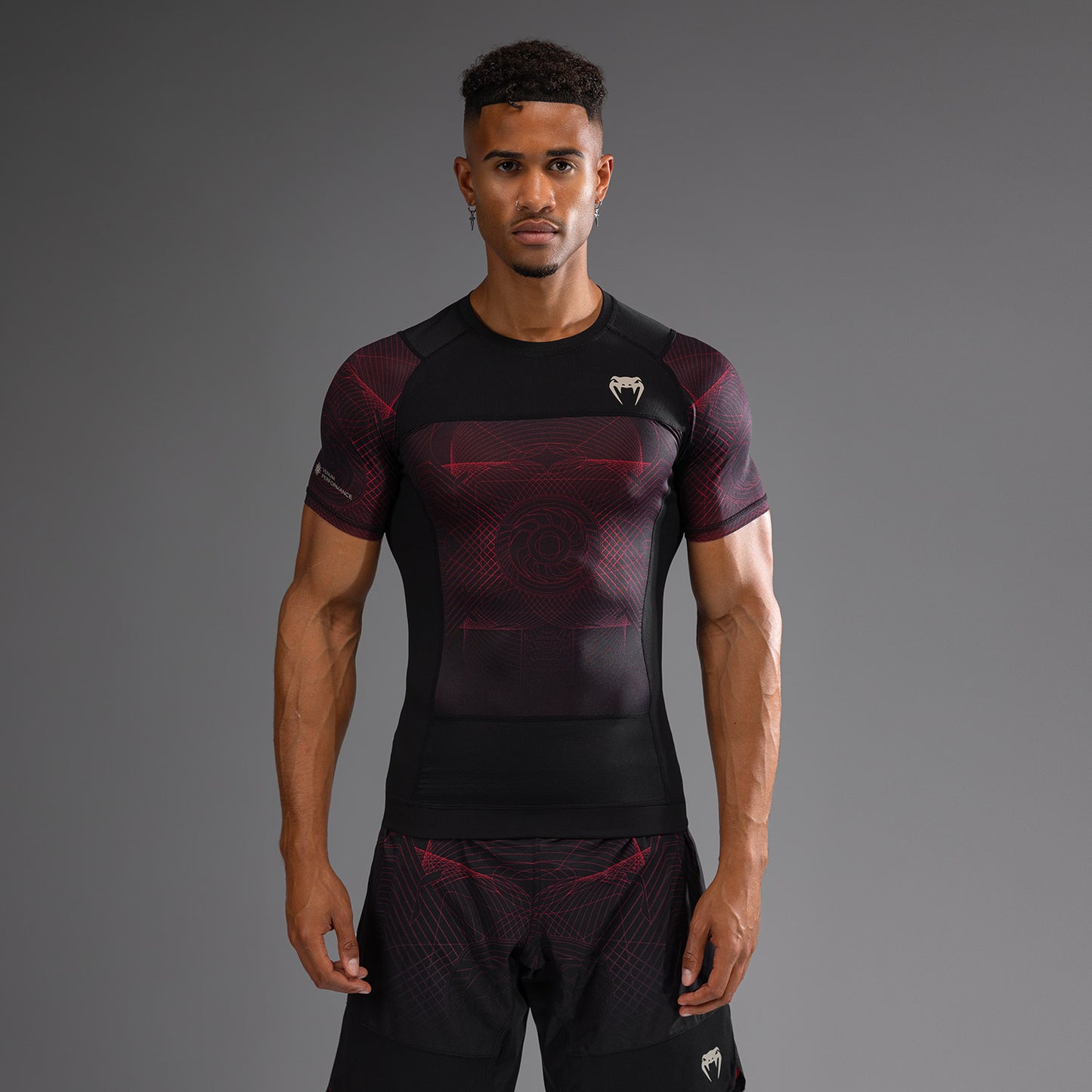 Venum G-Fit Air Korte Mouw Rashguard Heren - Diepzwart / Vuurrood