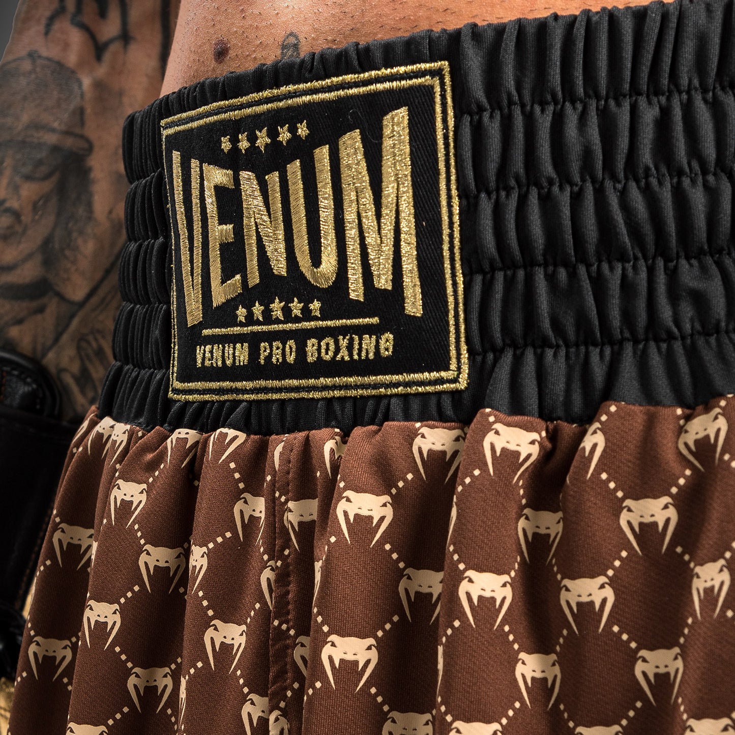 Venum Monogram Boxing Shorts - Zwart/Bruin