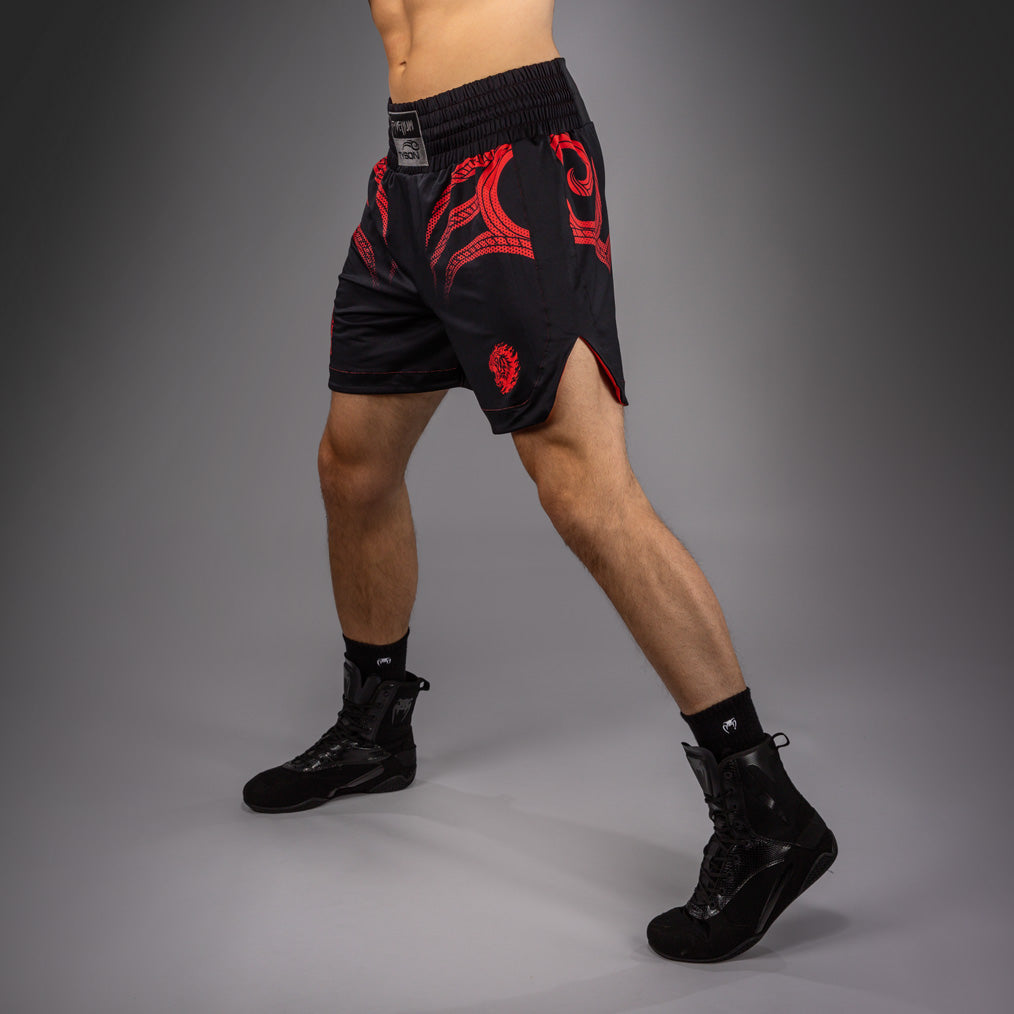Venum x Mike Tyson Tiger Boksshorts - Diep Zwart/Intens Rood