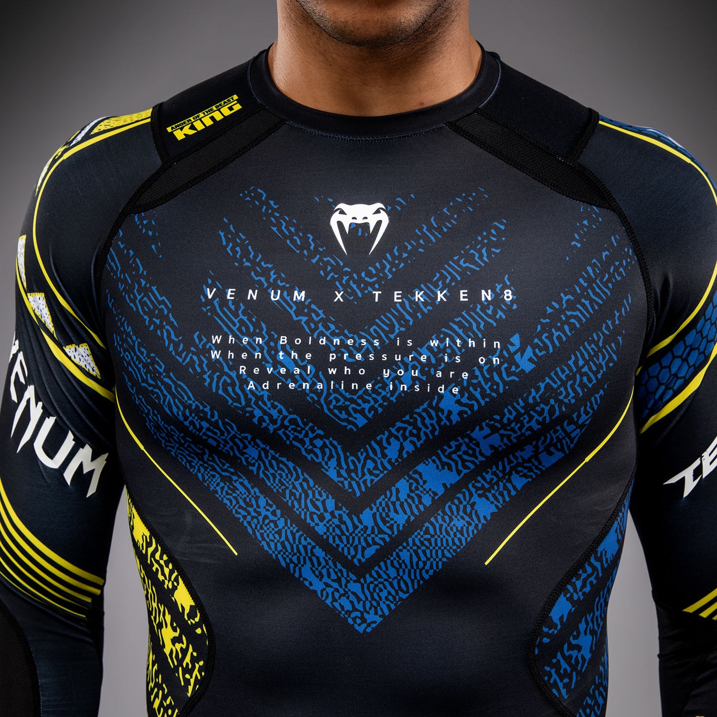 Venum x TEKKEN 8 Rashguard met Lange Mouwen - King - Zwart/Geel
