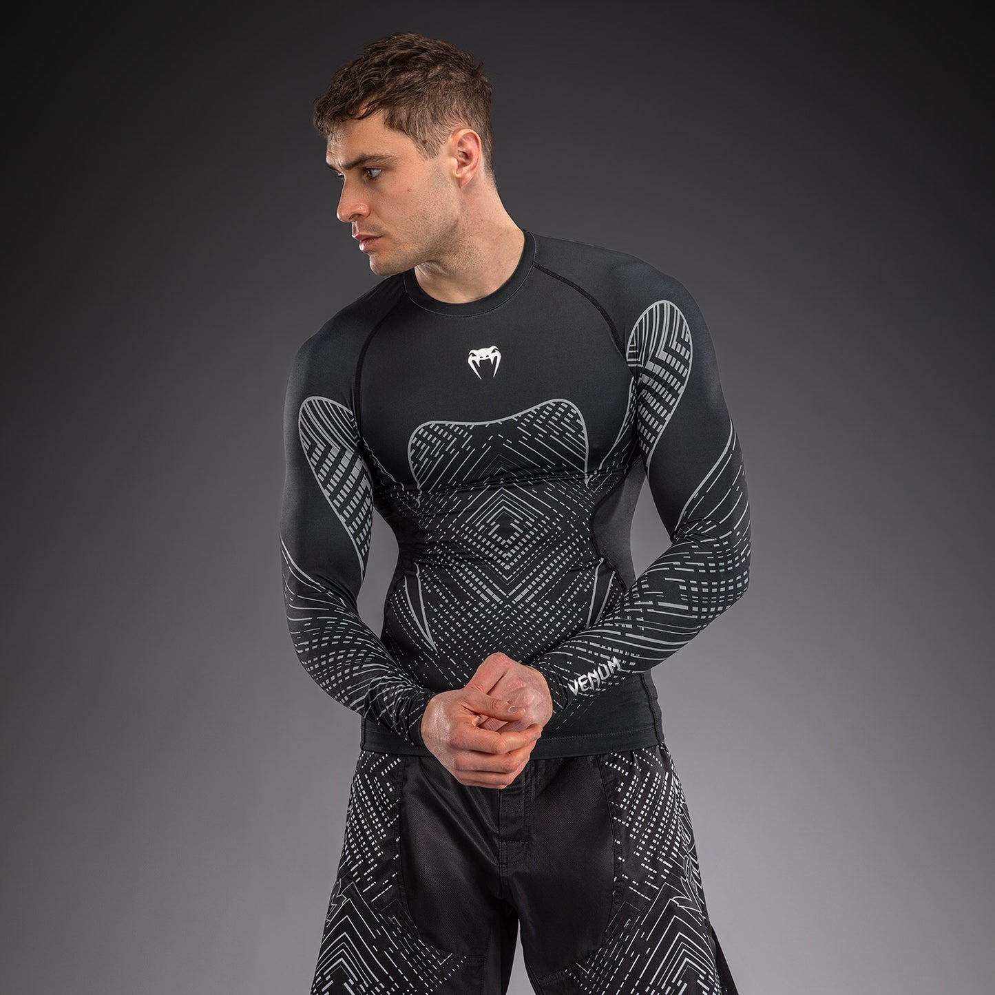 Venum Midnight Fury Rashguard met lange mouwen – Zwart/Grijs/Zilver